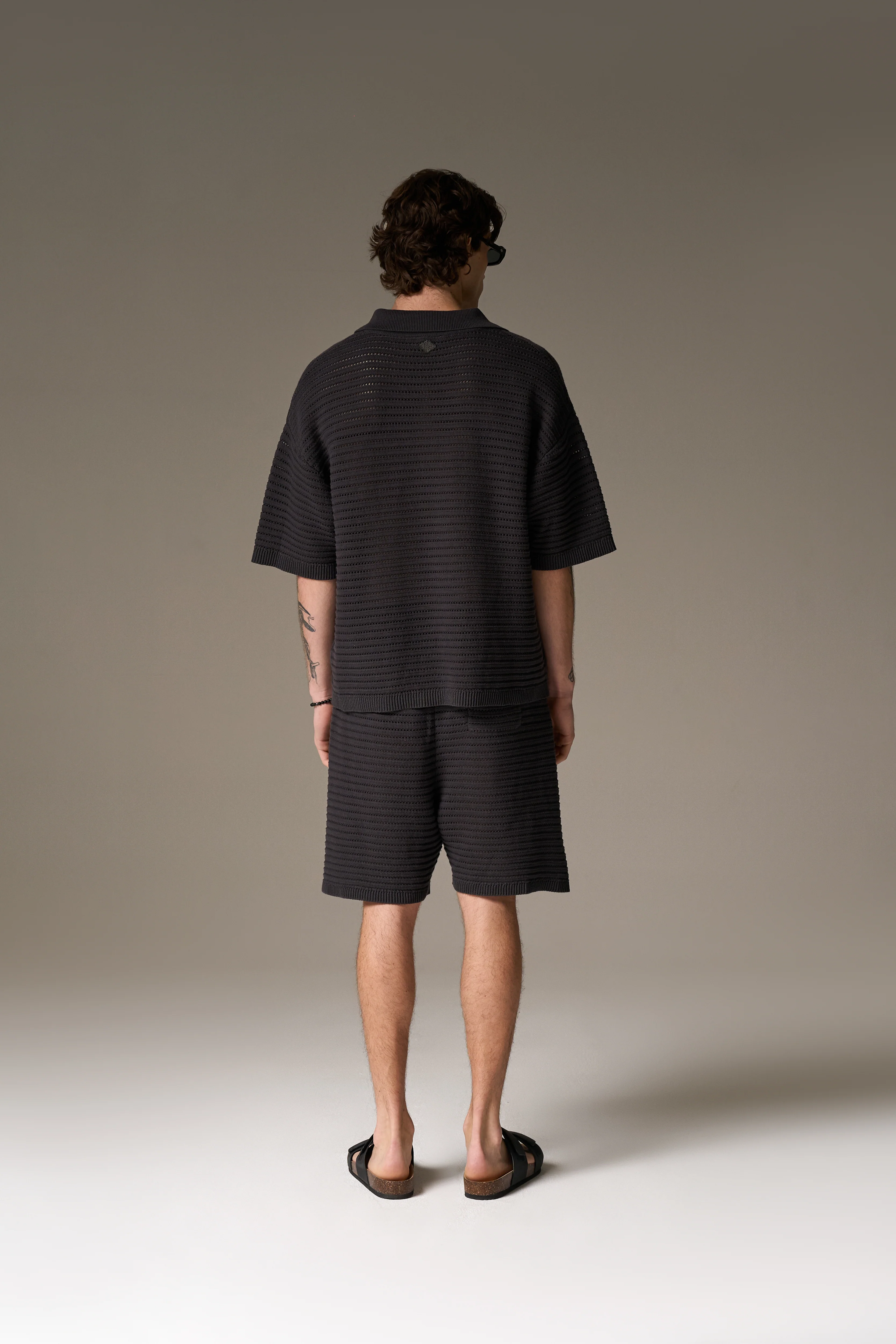 KNITTED POLO SHIRT - CHARCOAL