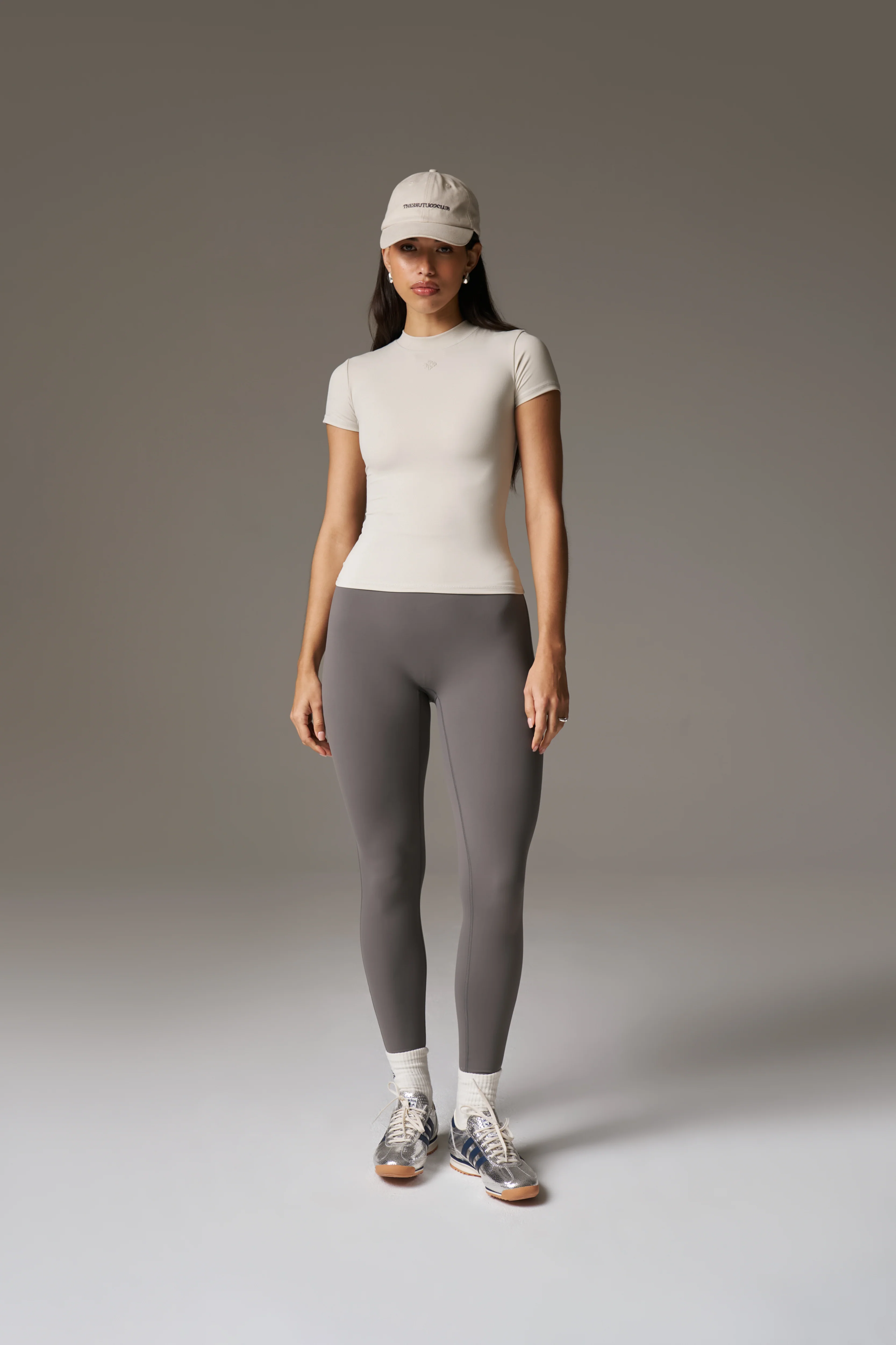 SCULPTING STRETCH EMBLEM LEGGINGS - CHARCOAL