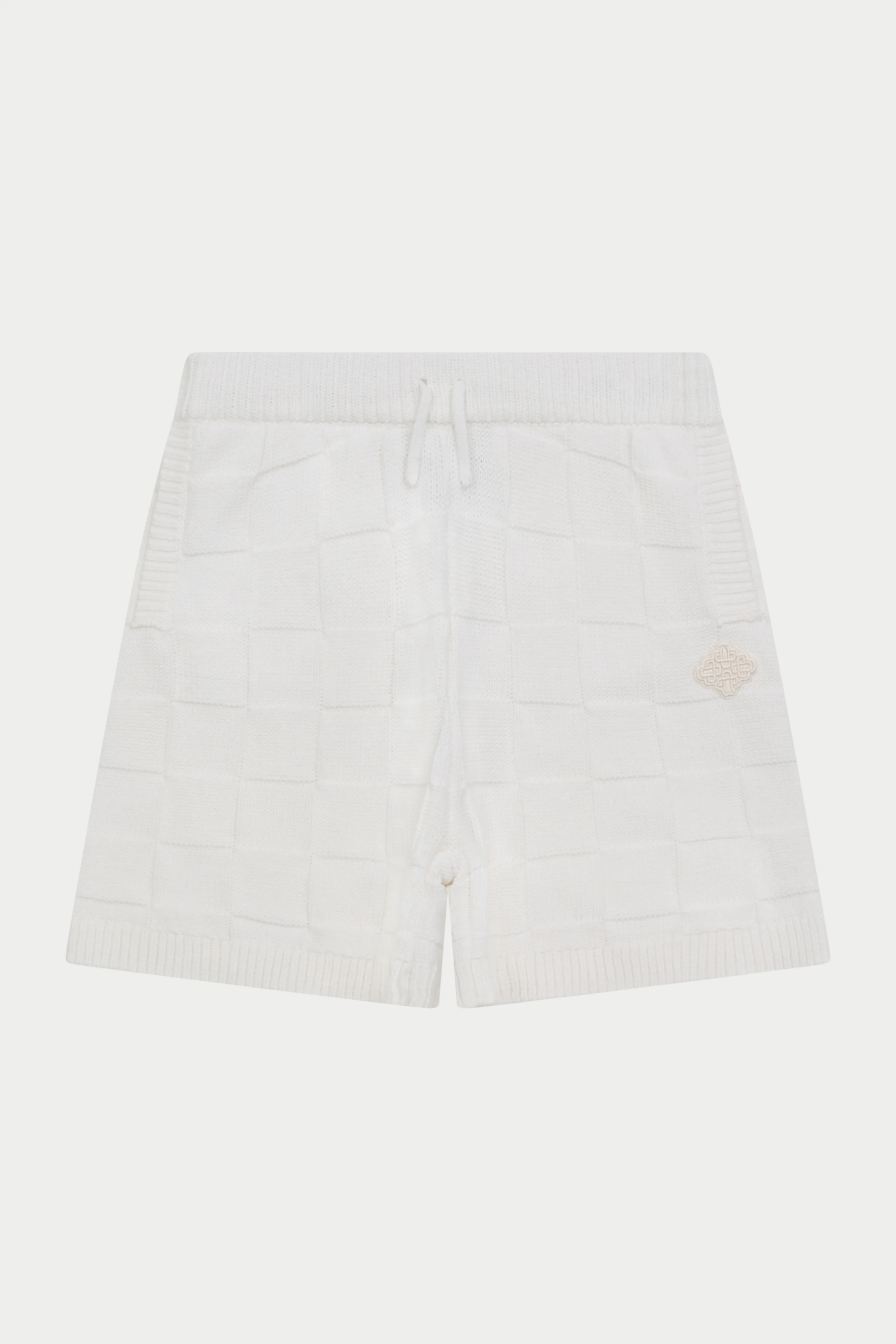 KIDS CHECKERBOARD KNITTED SHORT - OFF WHITE