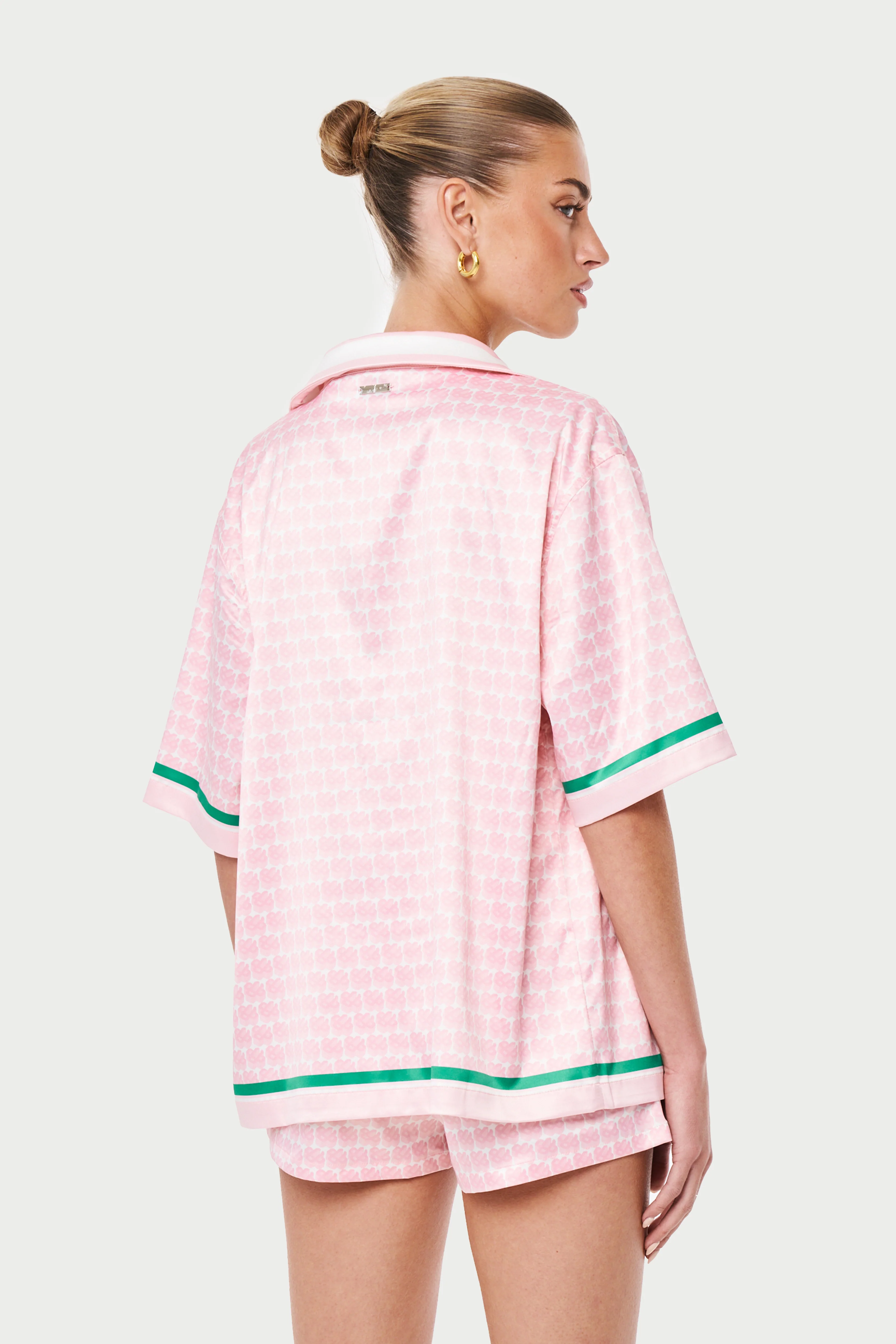 EMBLEM PRINTED RESORT SHIRT - PINK