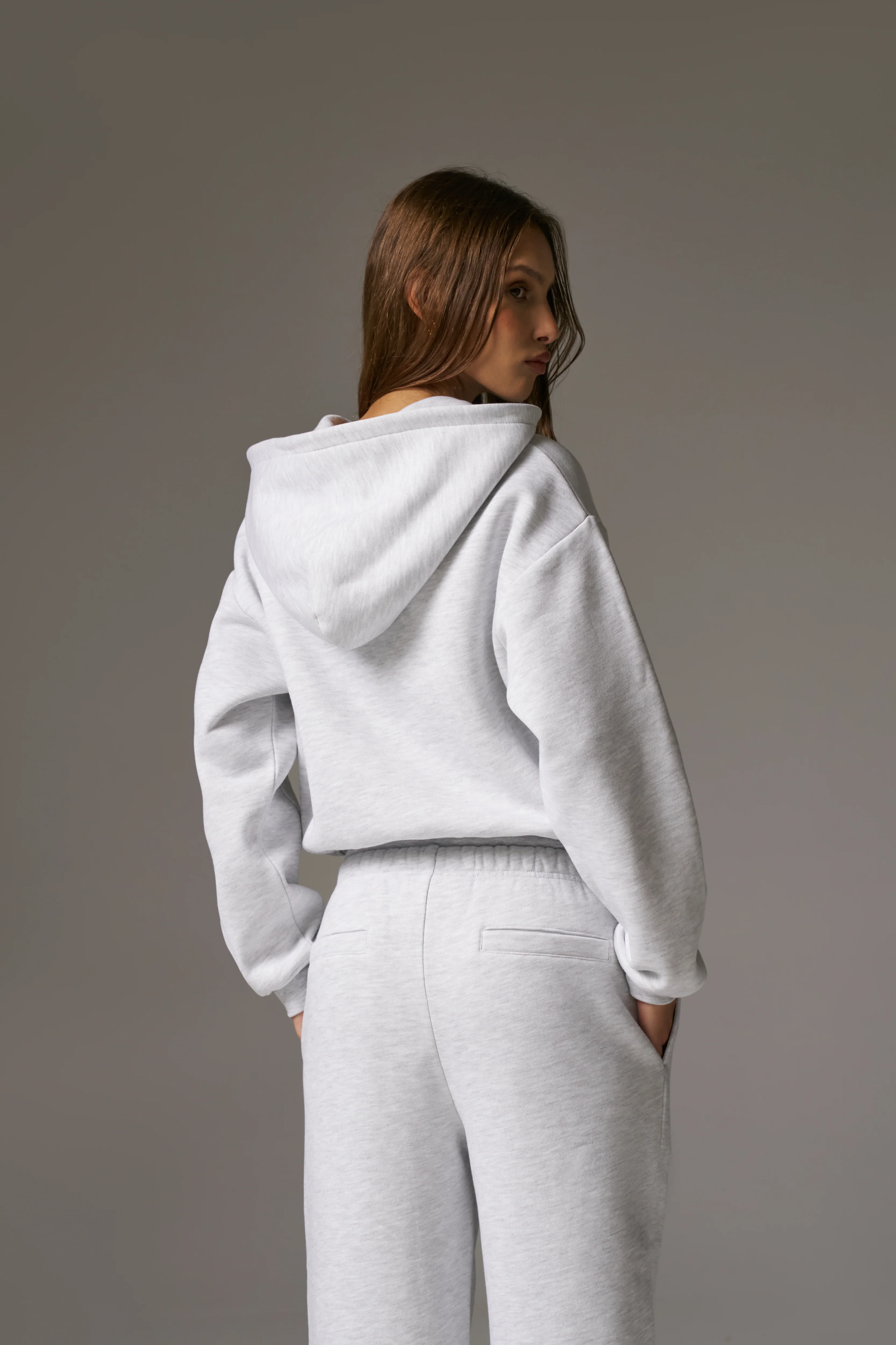 CTRE ZIP THROUGH RELAXED HOODIE - GREY MARL