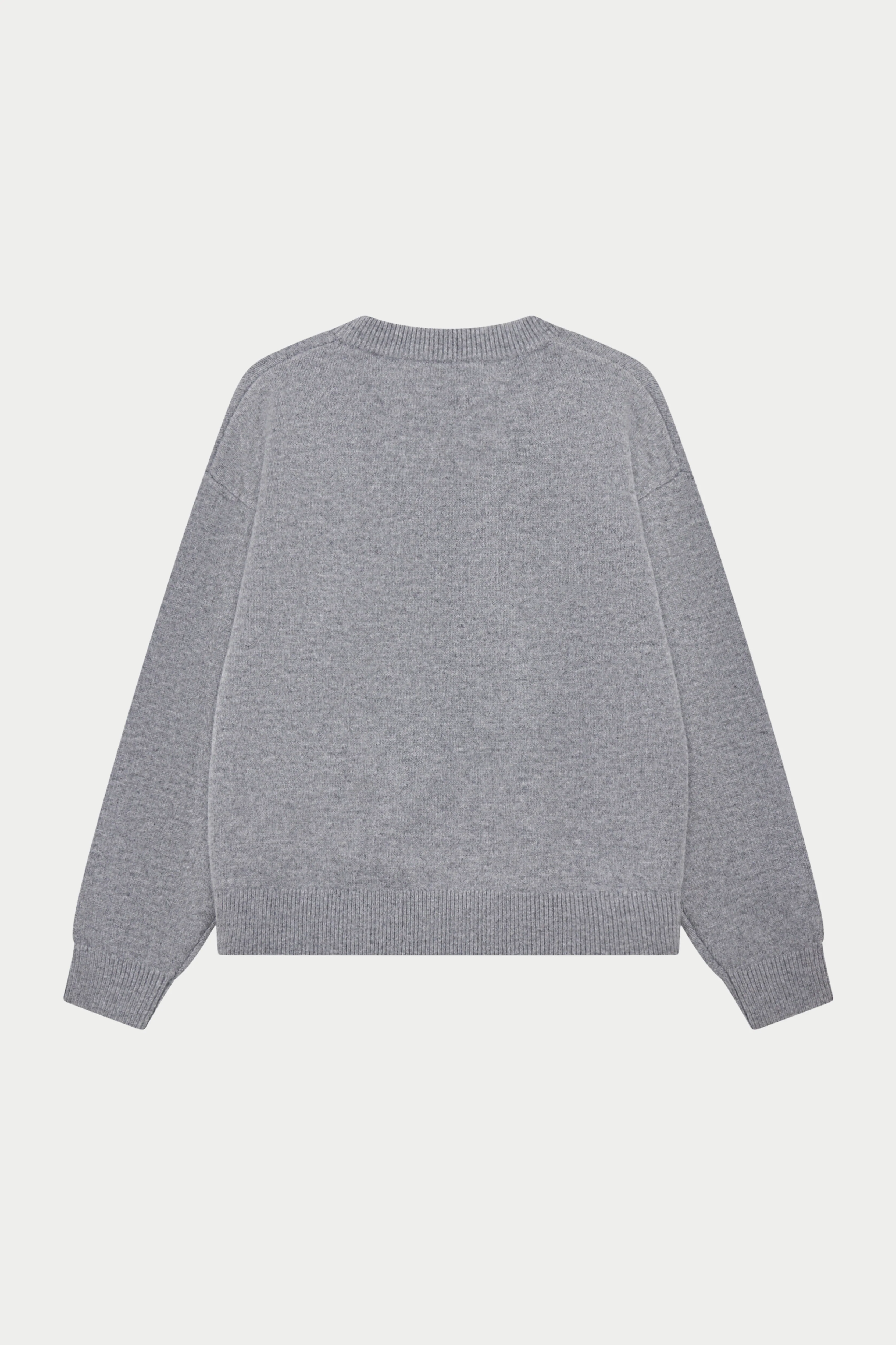 C EMBROIDERY KNITTED CREW - GREY MARL