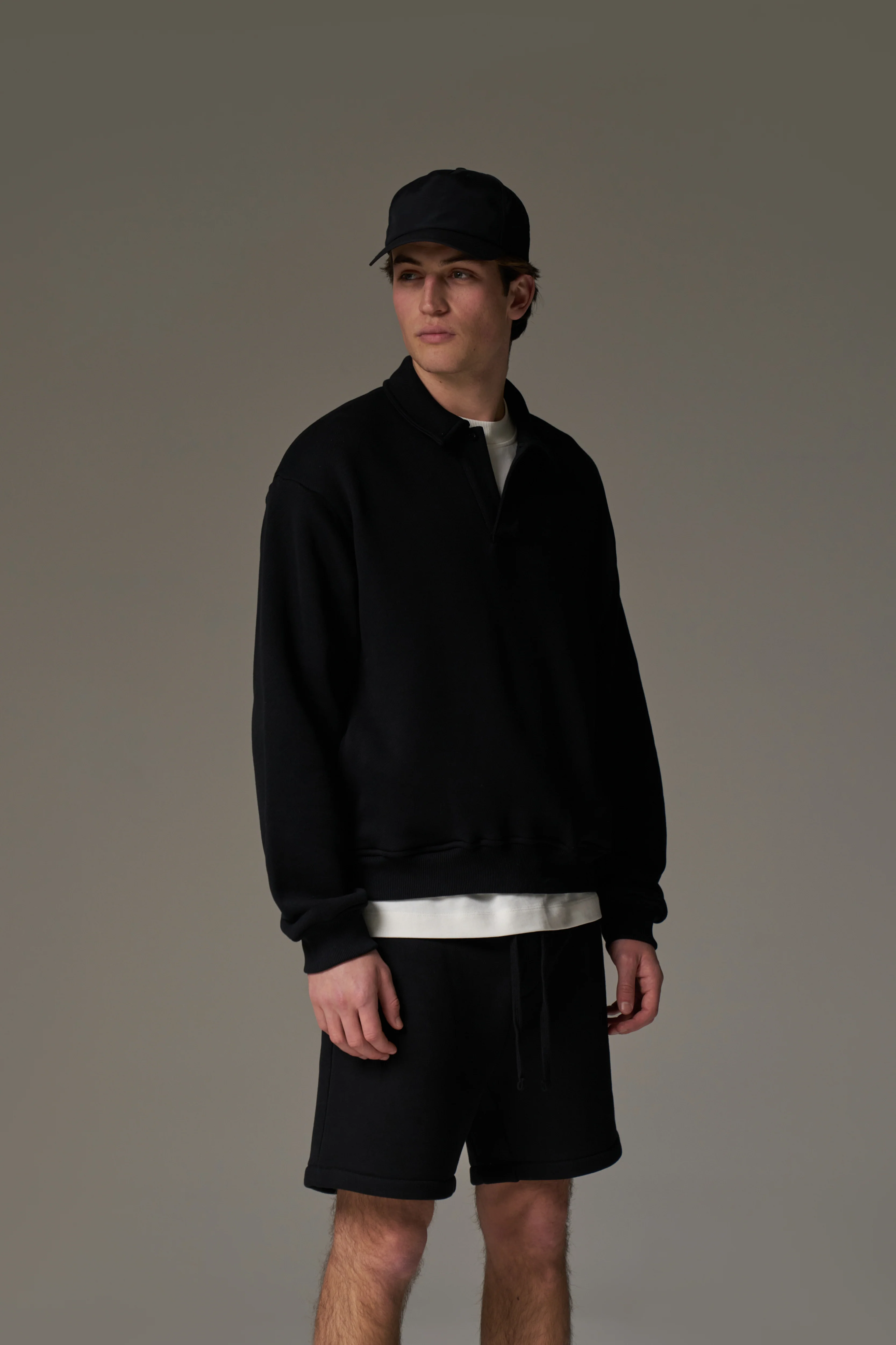 LAUNDERED CLASSICS POLO SWEATSHIRT - WASHED BLACK