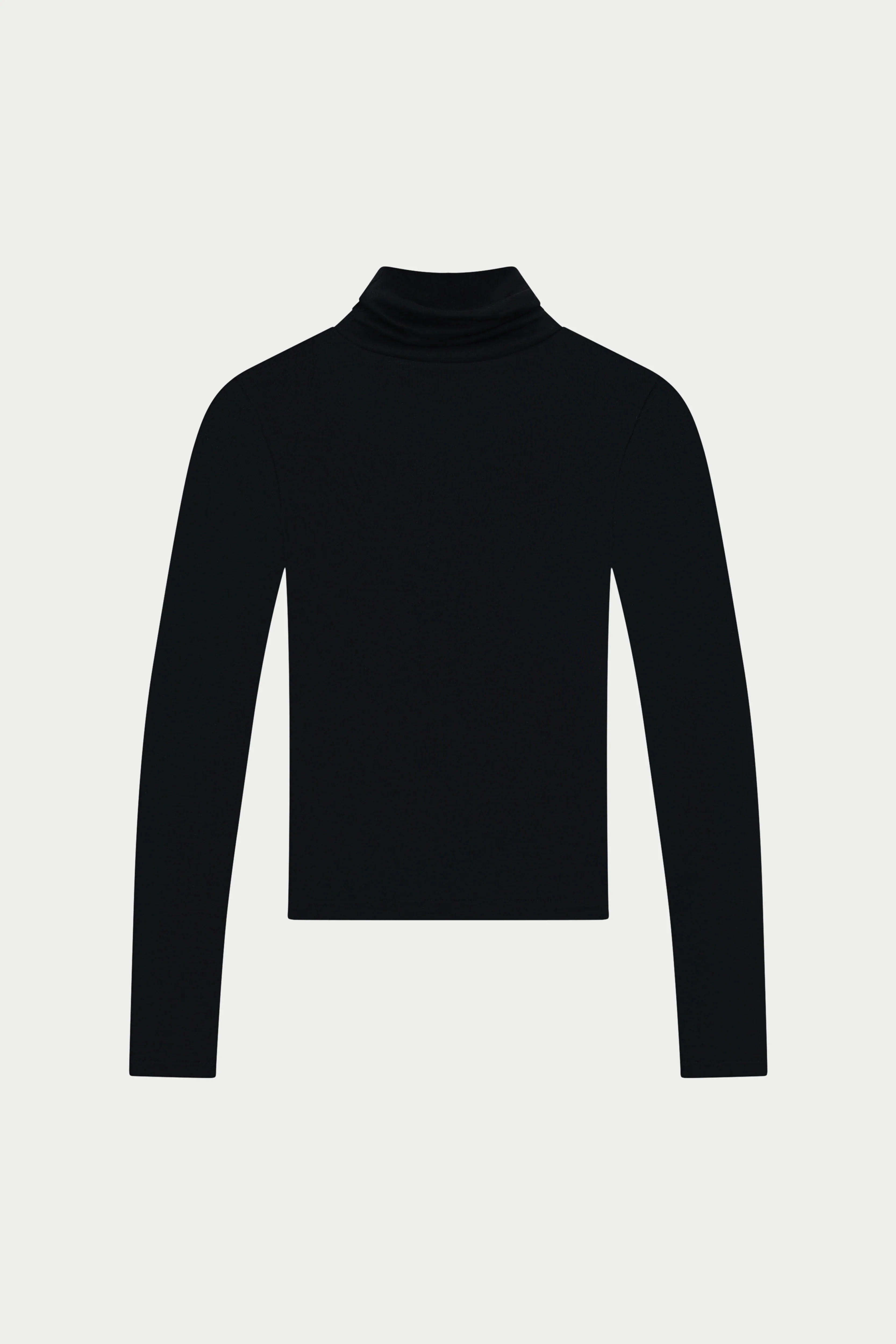 LIGHTWEIGHT ROLL NECK TOP - BLACK