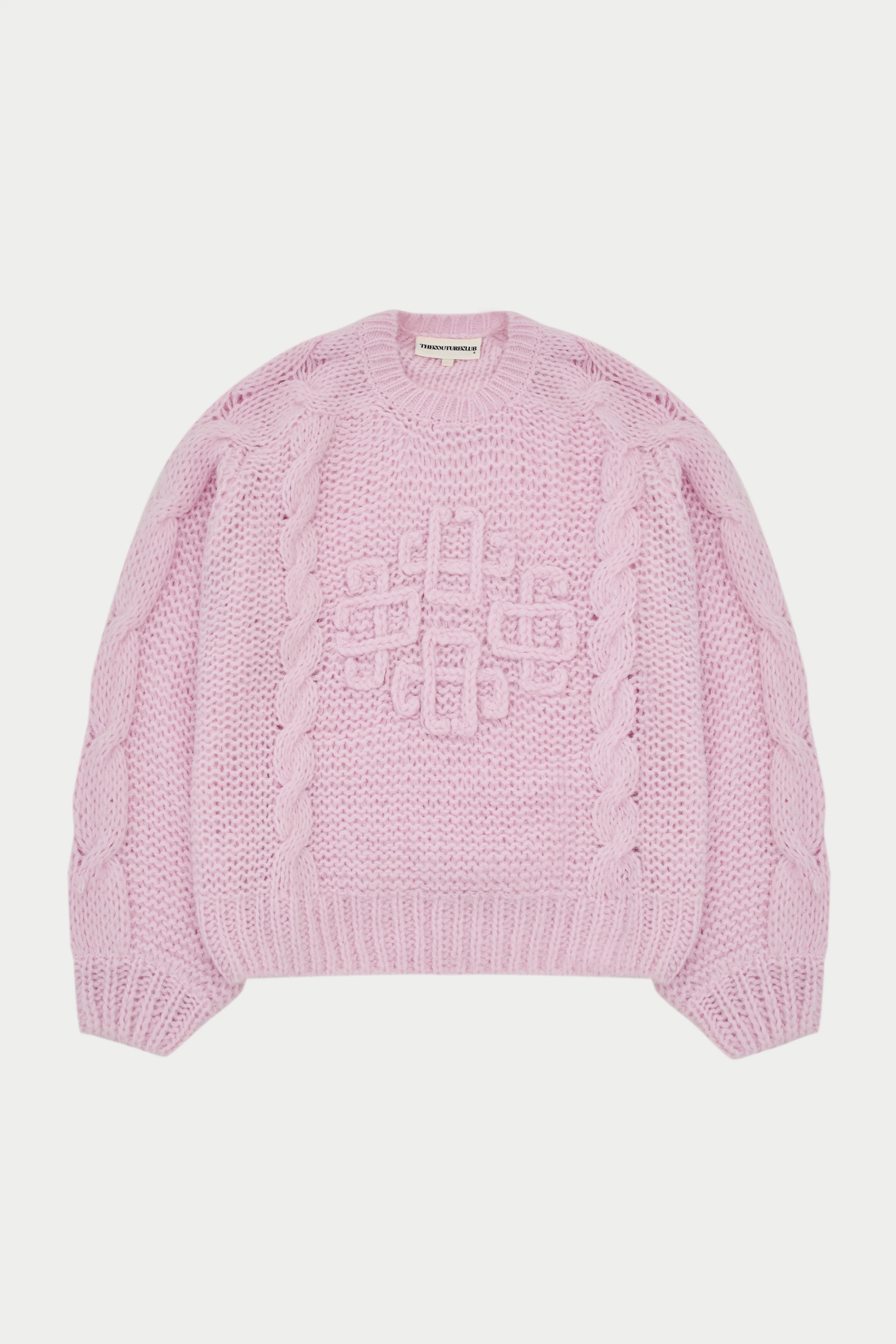 EMBLEM PLAITED OVERSIZED KNIT JUMPER - PINK