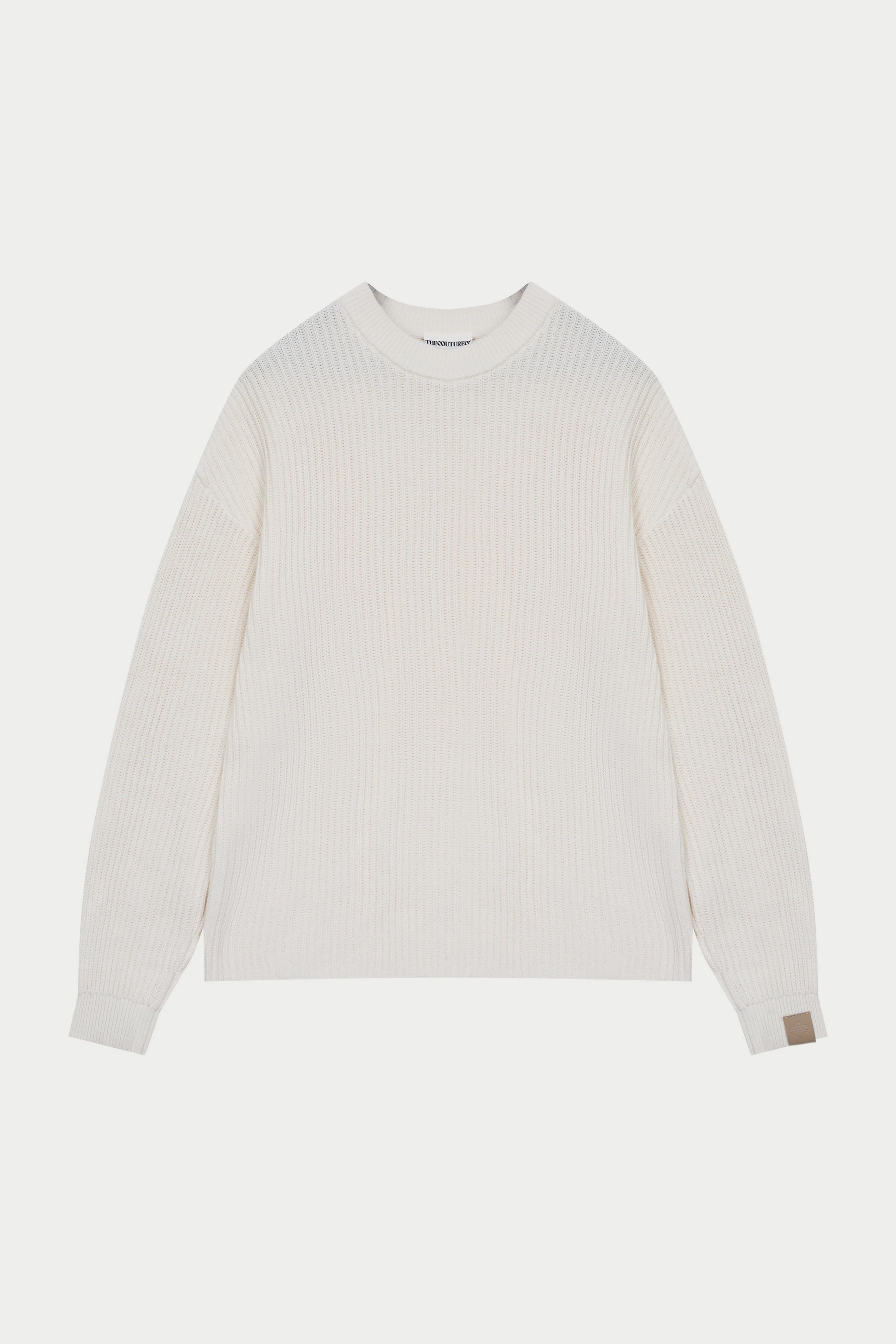 HEAVY WASHED RIBBED KNIT CREW - STONE