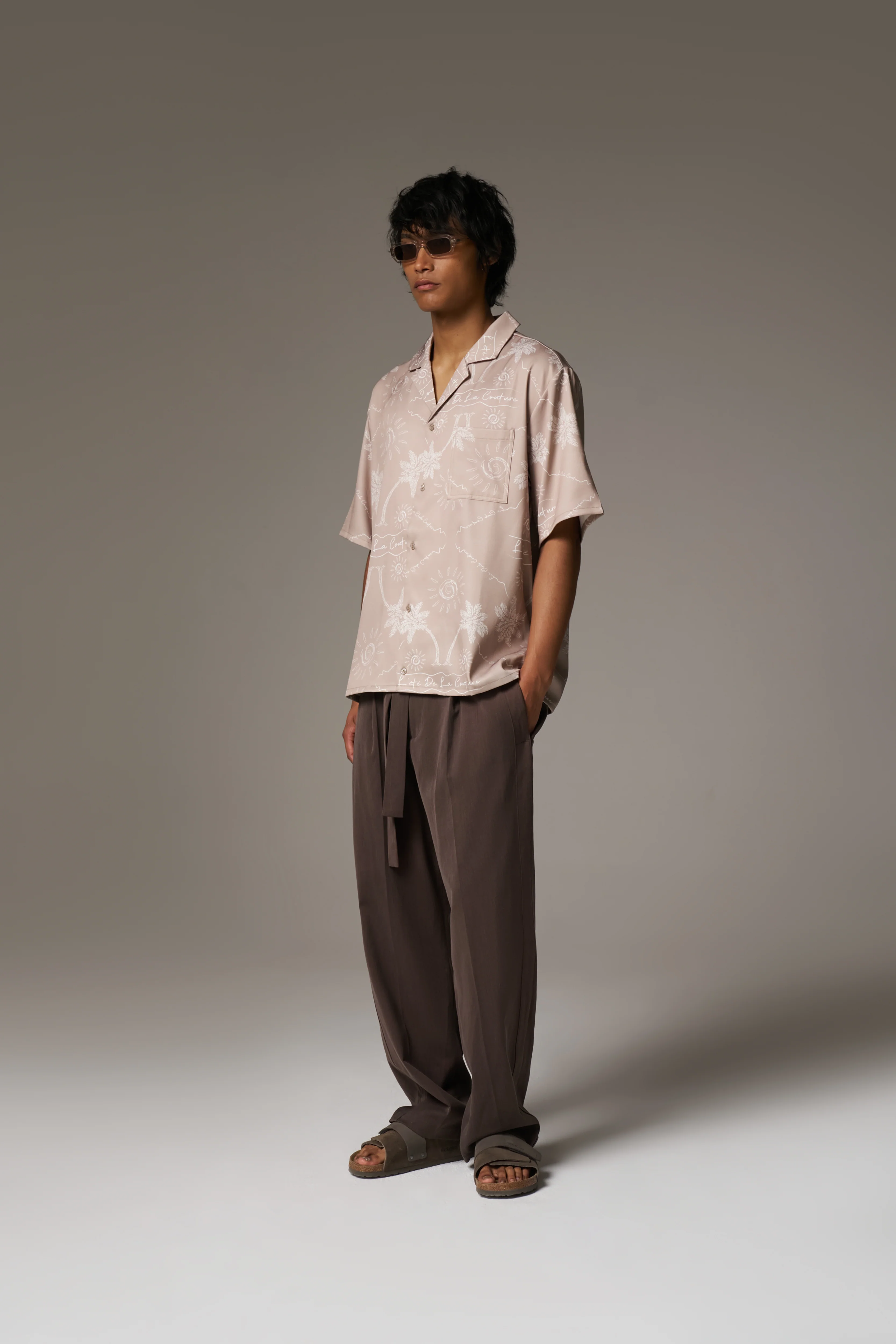 PALM PRINT SHIRT - BEIGE