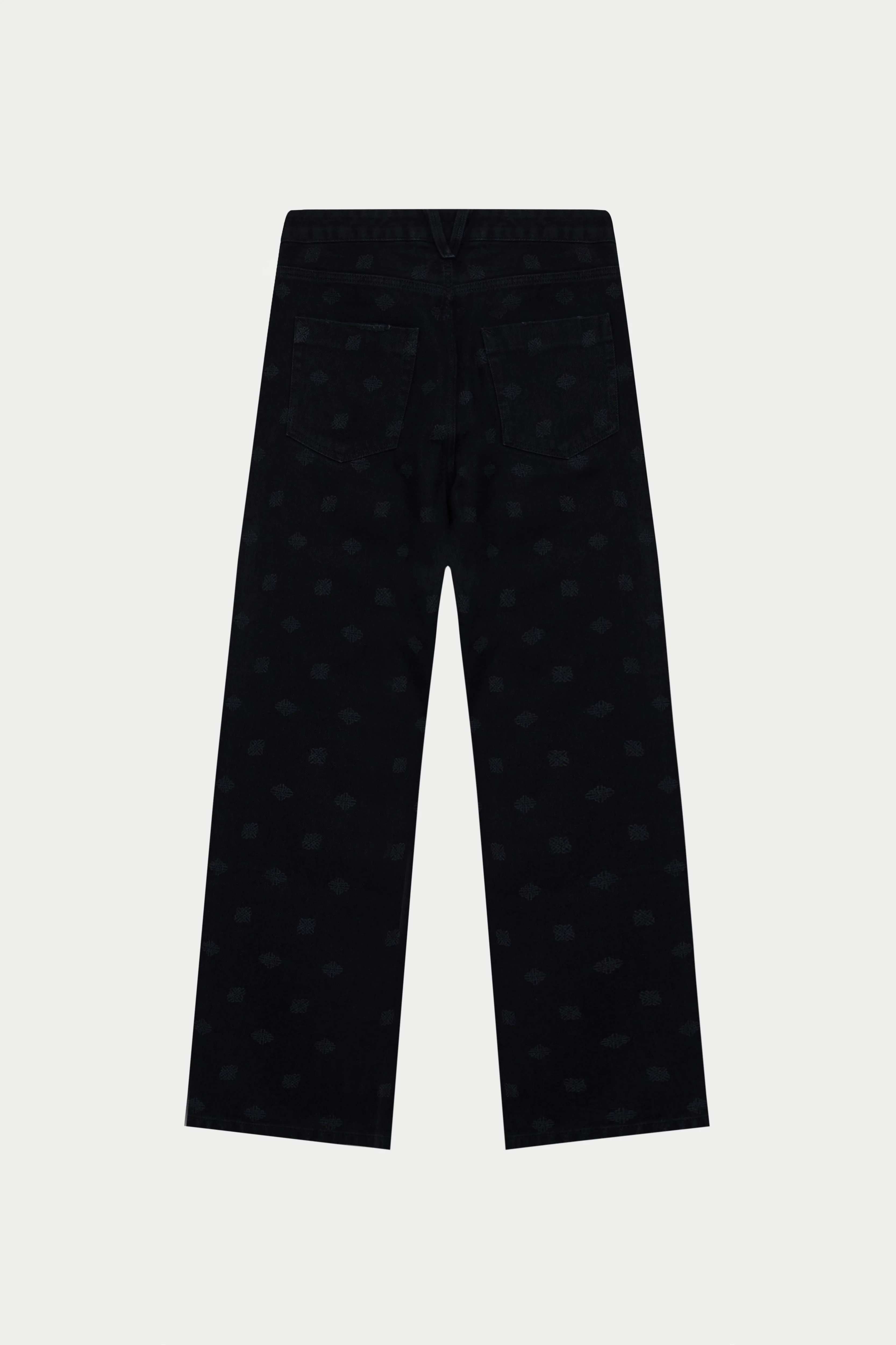 LASER PRINT EMBLEM JEANS - BLACK WASH