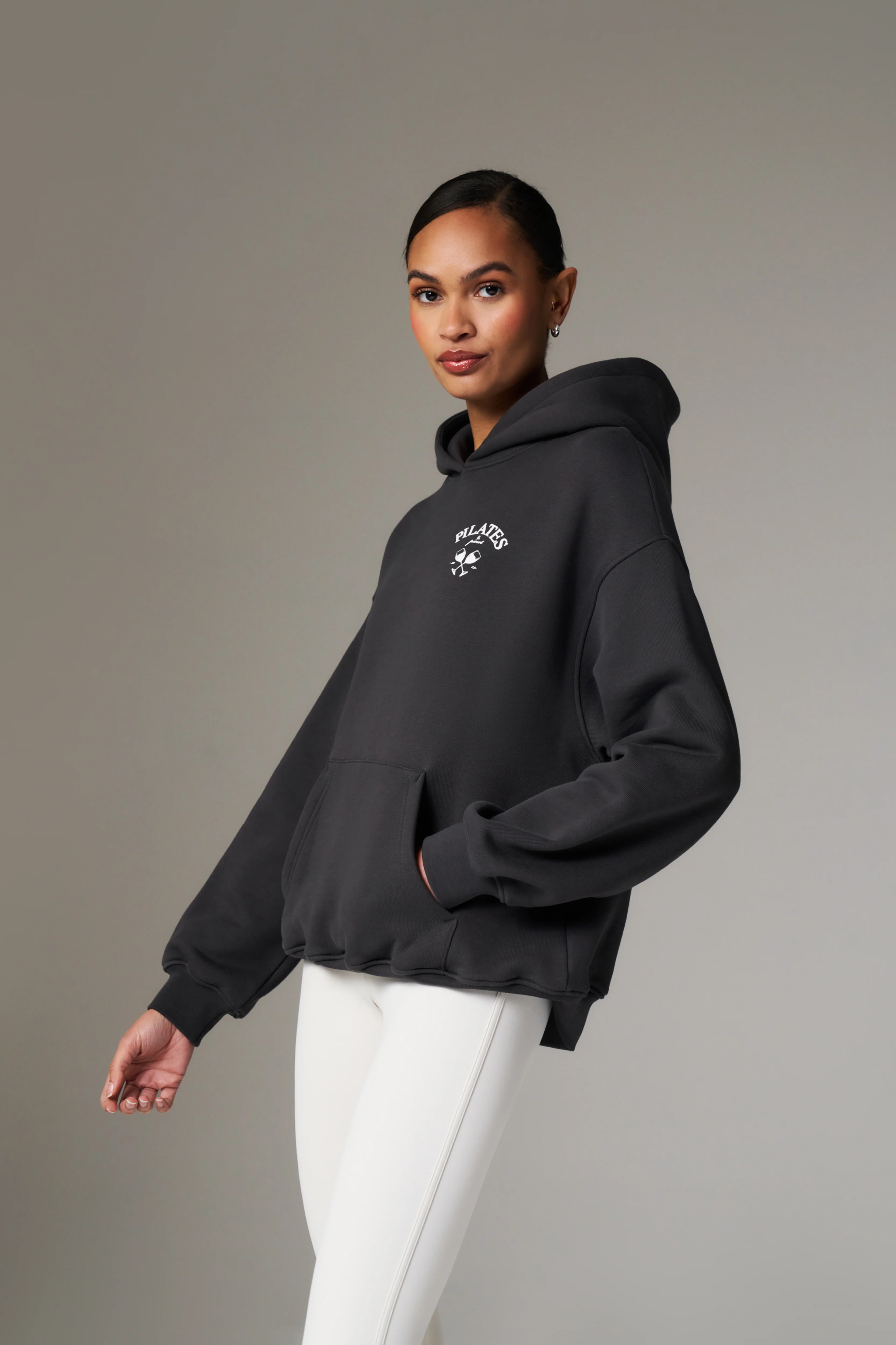 PILATES & PINOT OVERSIZED HOODIE - MIDNIGHT GREY