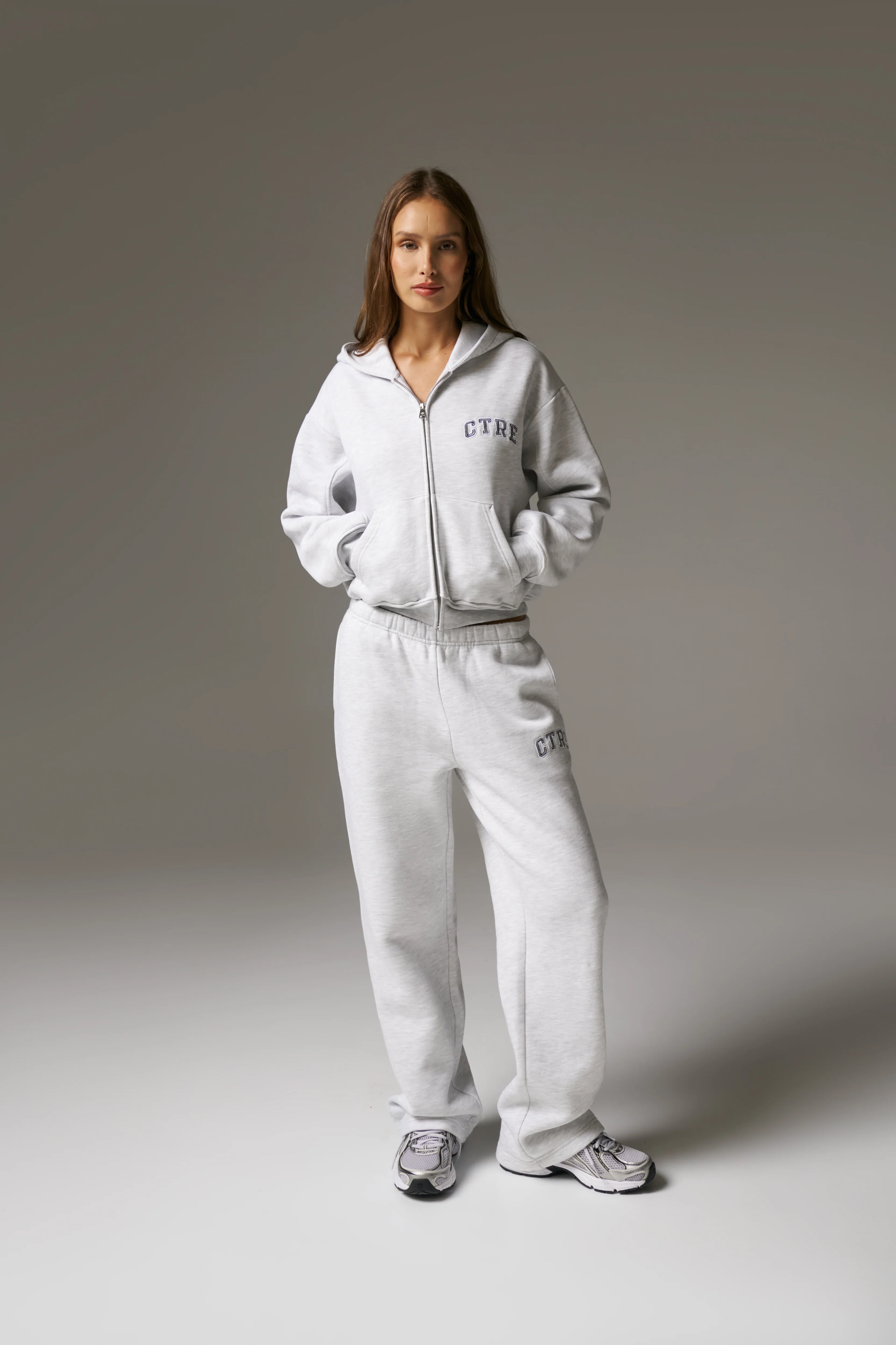 CTRE ZIP THROUGH RELAXED HOODIE - GREY MARL