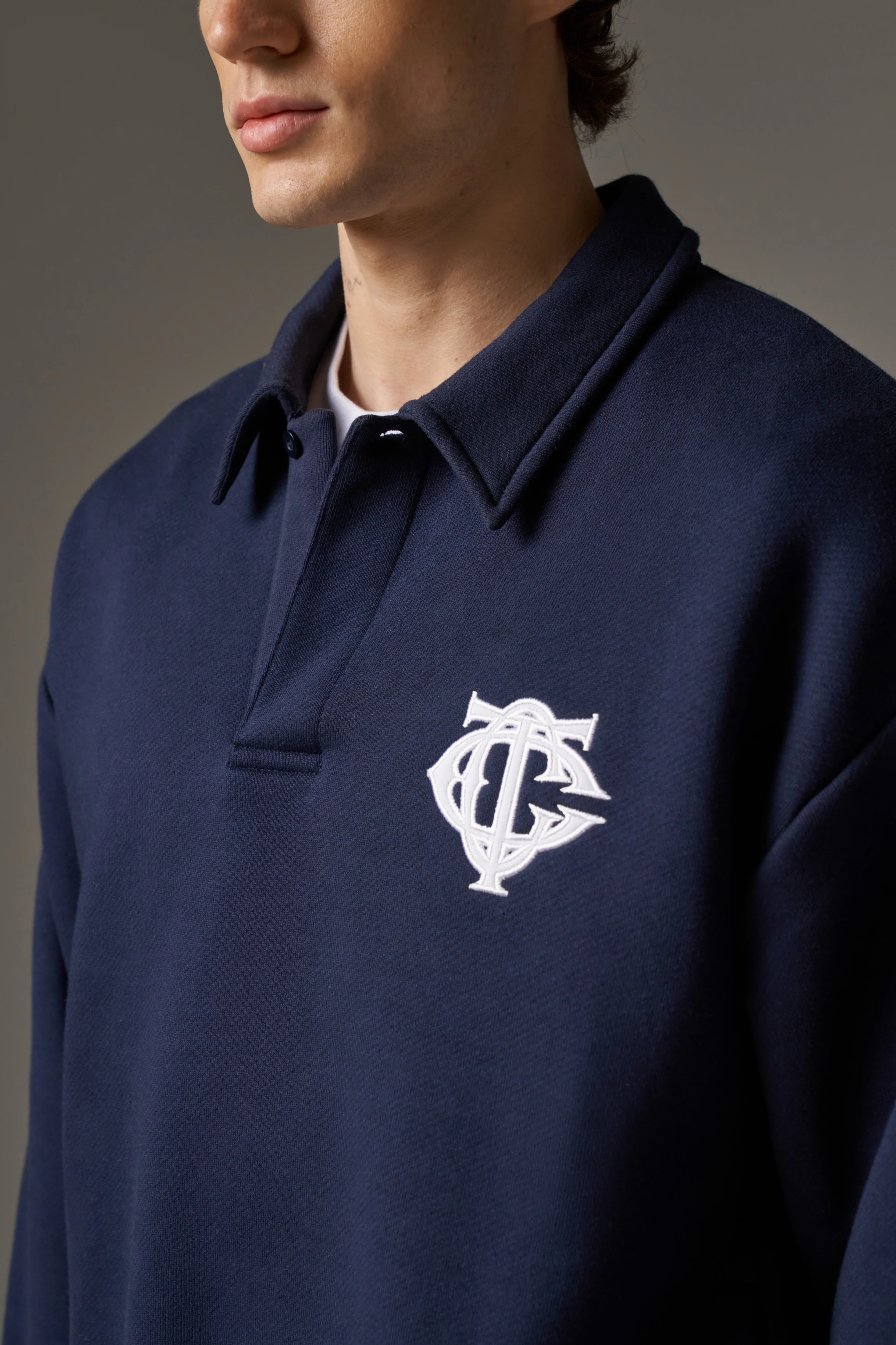 HEAVYWEIGHT MONOGRAM EMBLEM POLO - NAVY