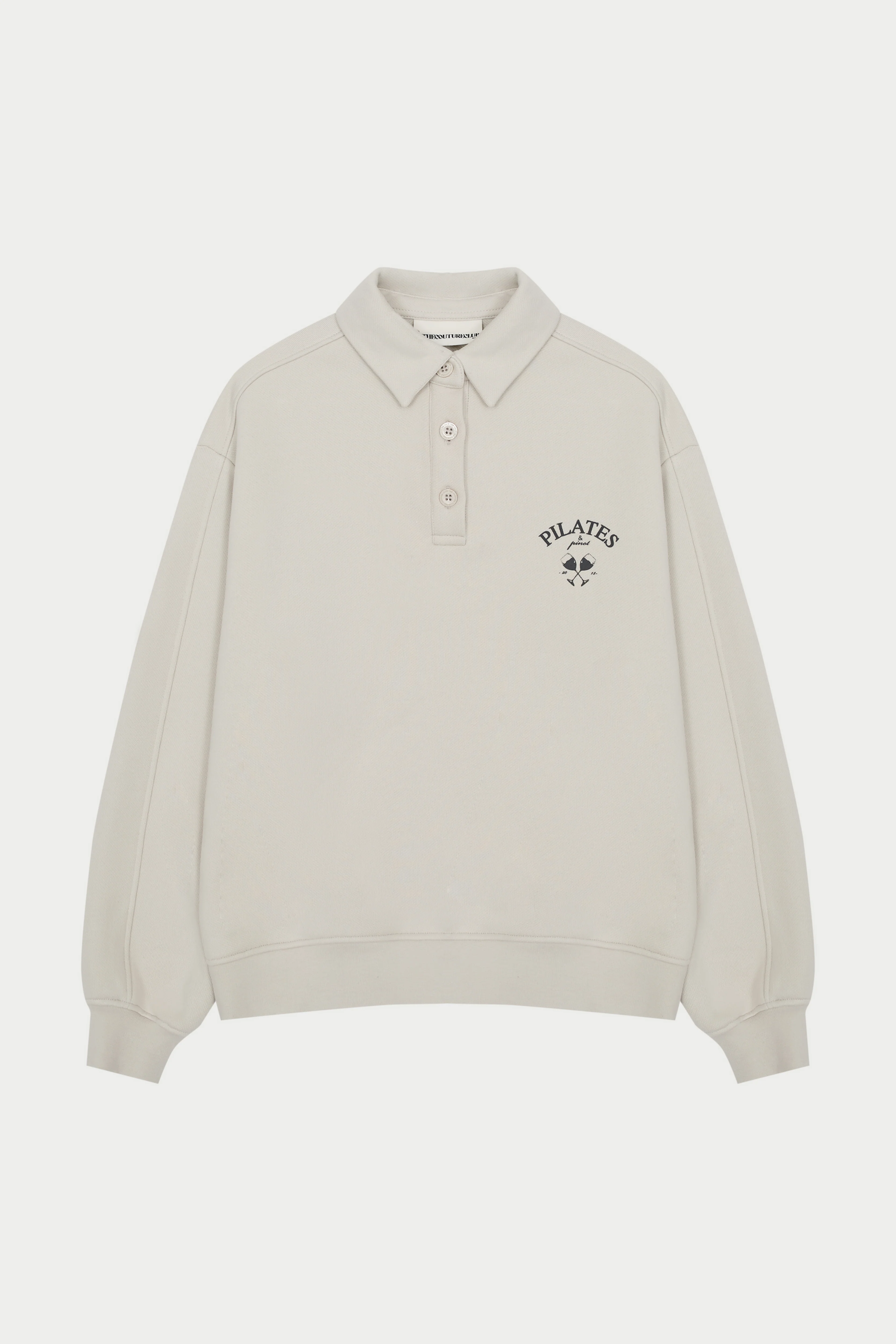PILATES & PINOT BUTTON UP SWEATSHIRT - BONE