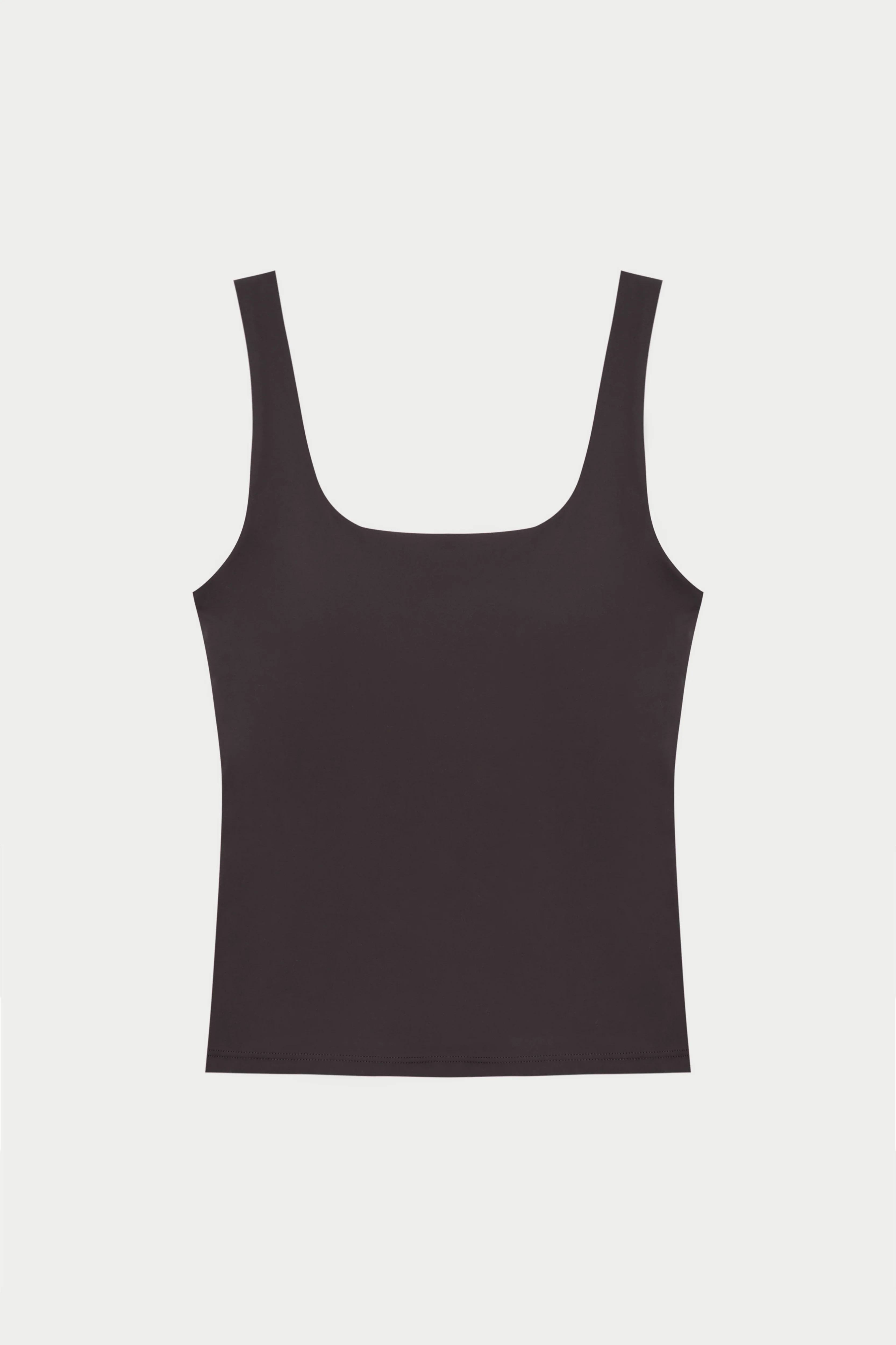 SCULPTING STRETCH SCOOP NECK SPORTS TOP - CHOCOLATE