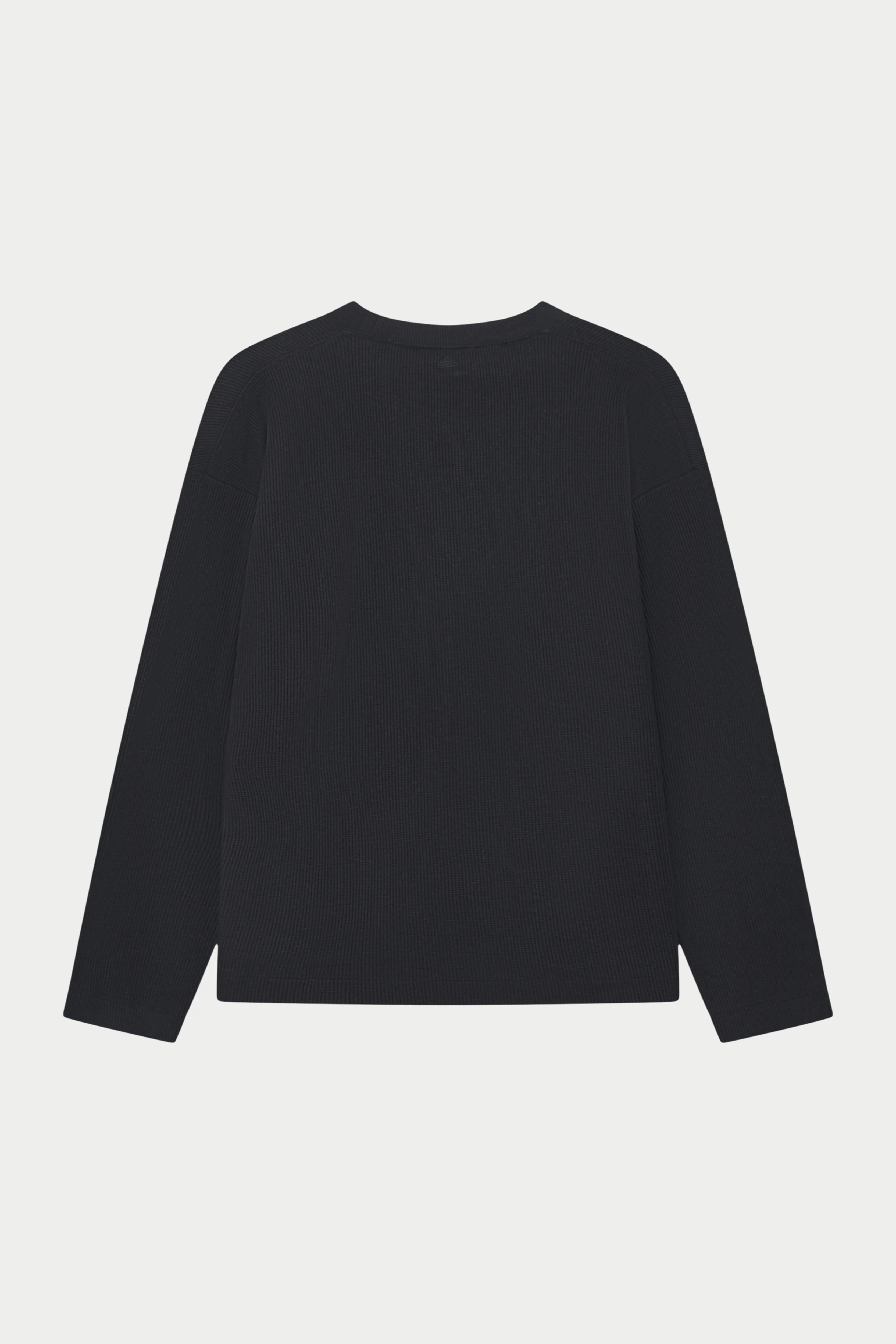 WAFFLE LONG SLEEVE T-SHIRT - BLACK