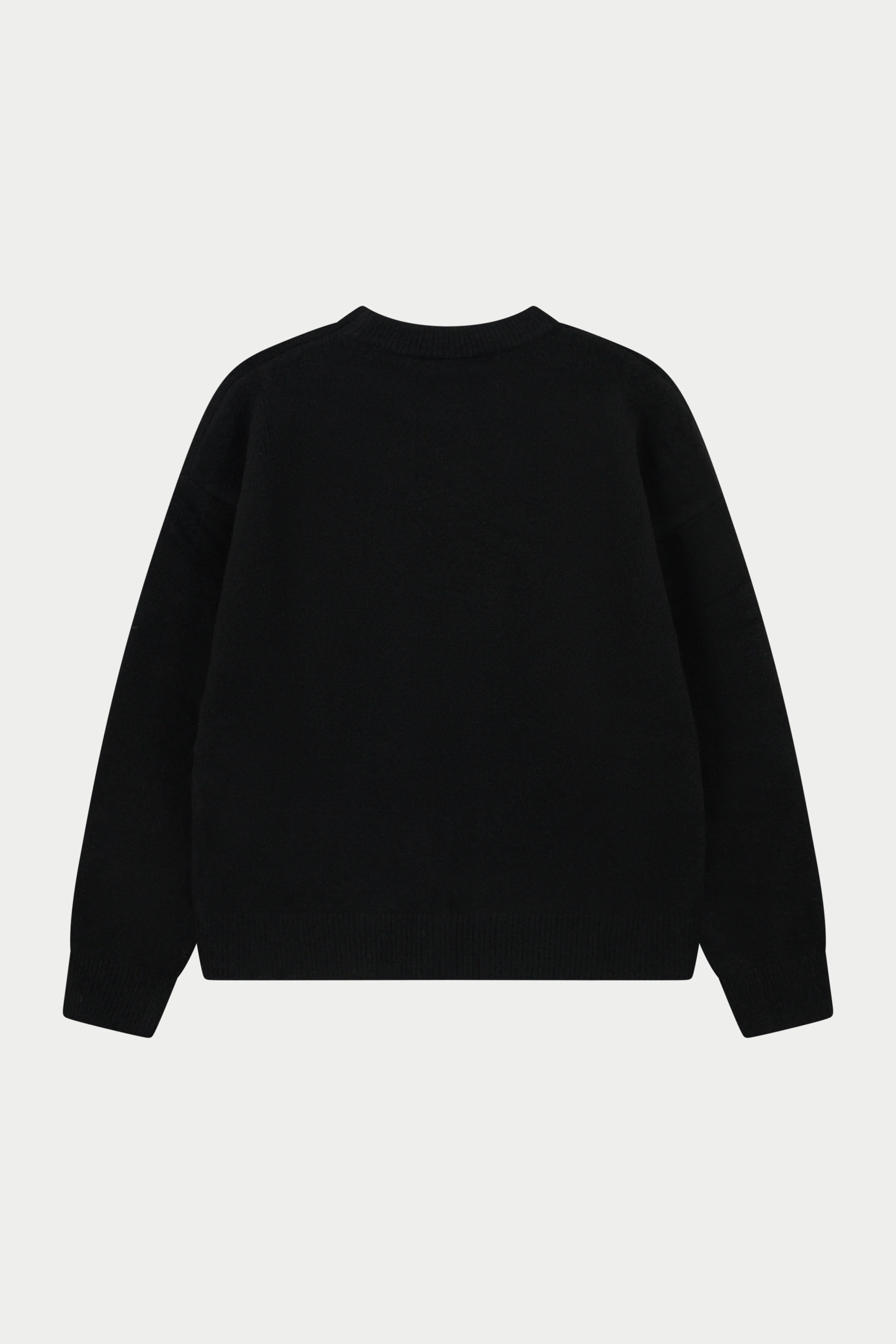 MONOGRAM EMBLEM FLUFFY KNIT CREW - BLACK