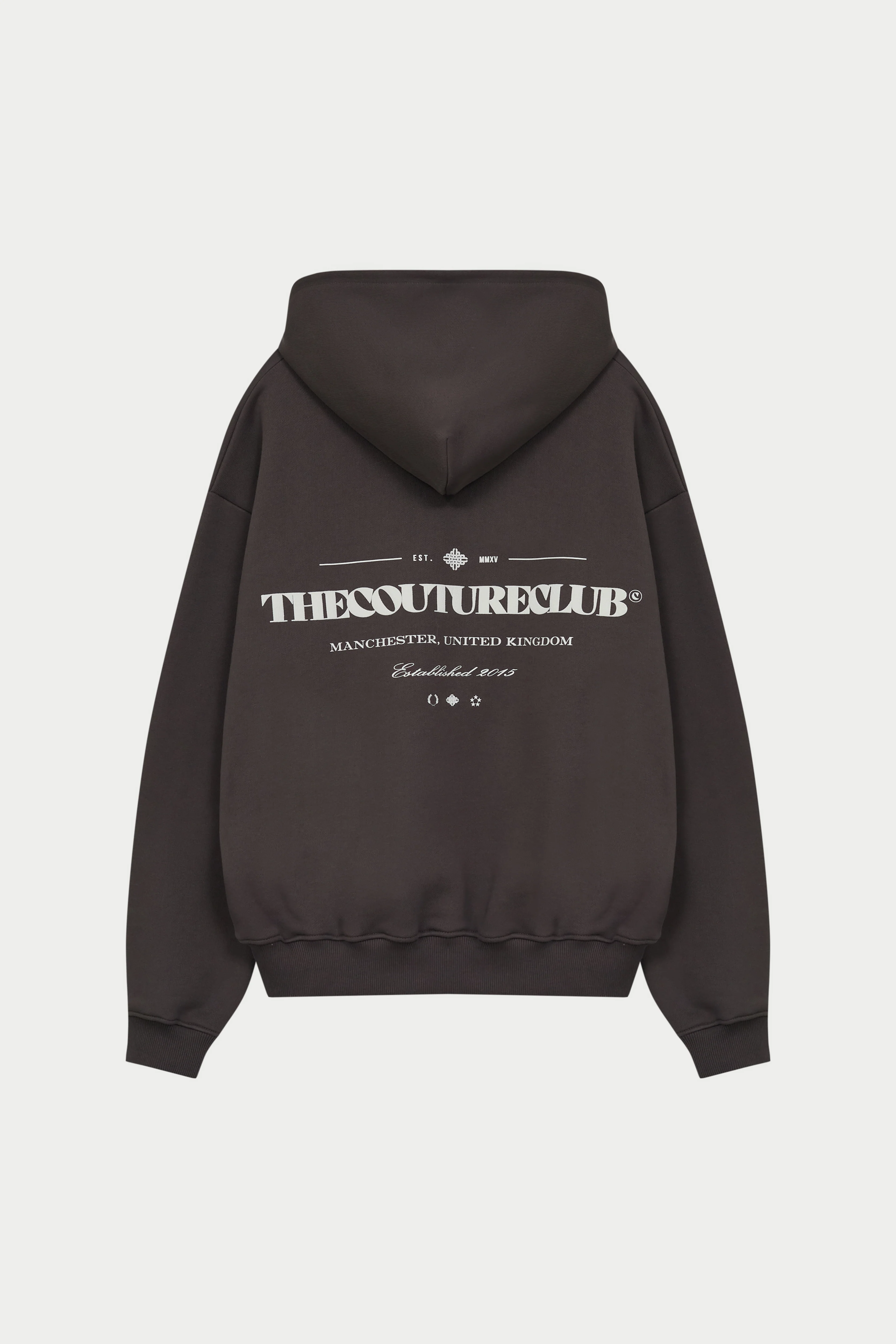 MIXED FONT GRAPHIC HOODIE - BROWN
