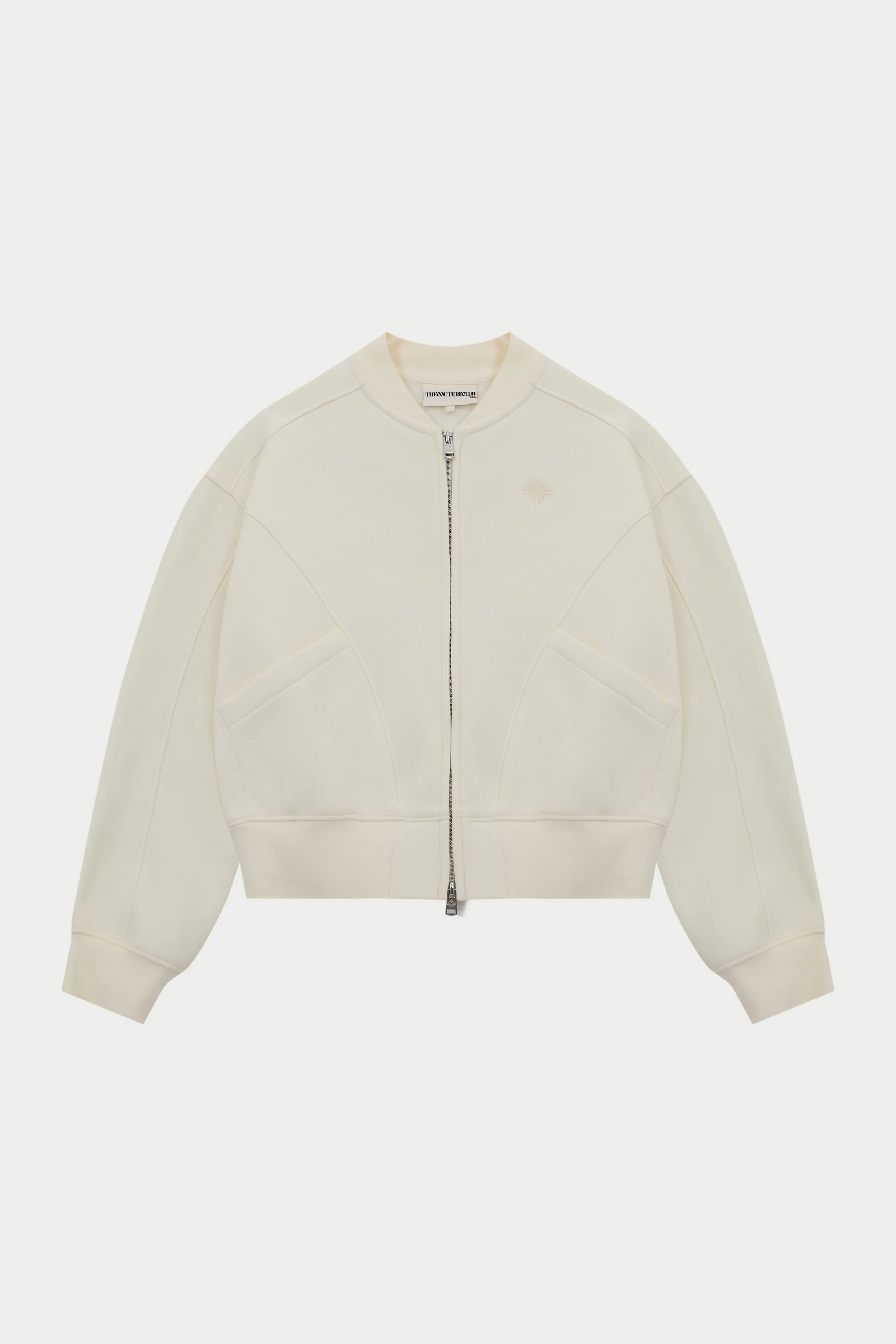 SEAM DETAIL OVERSIZED ZIP THROUGH BOMBER - OFF WHITE