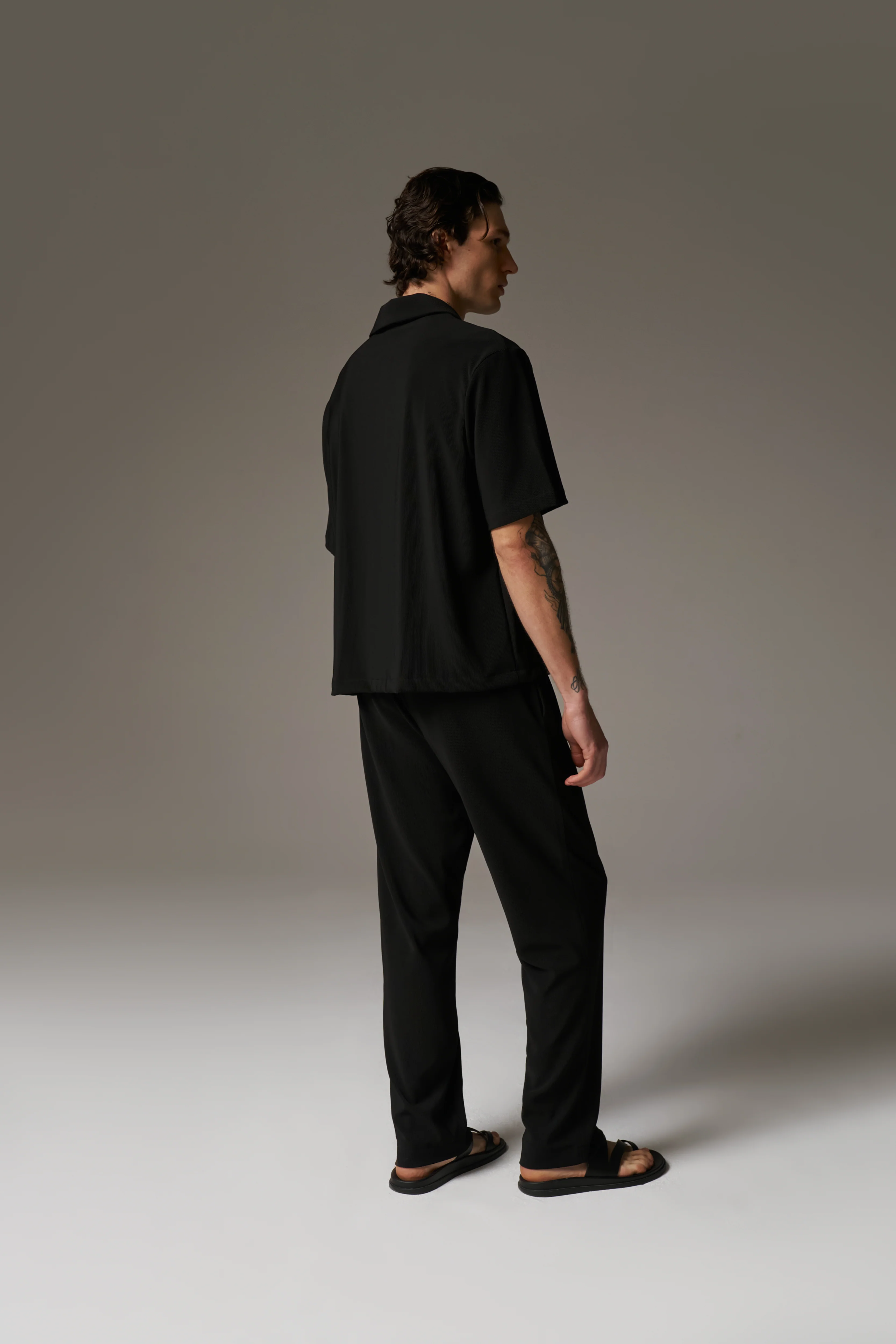 RIBBED TROUSERS - BLACK