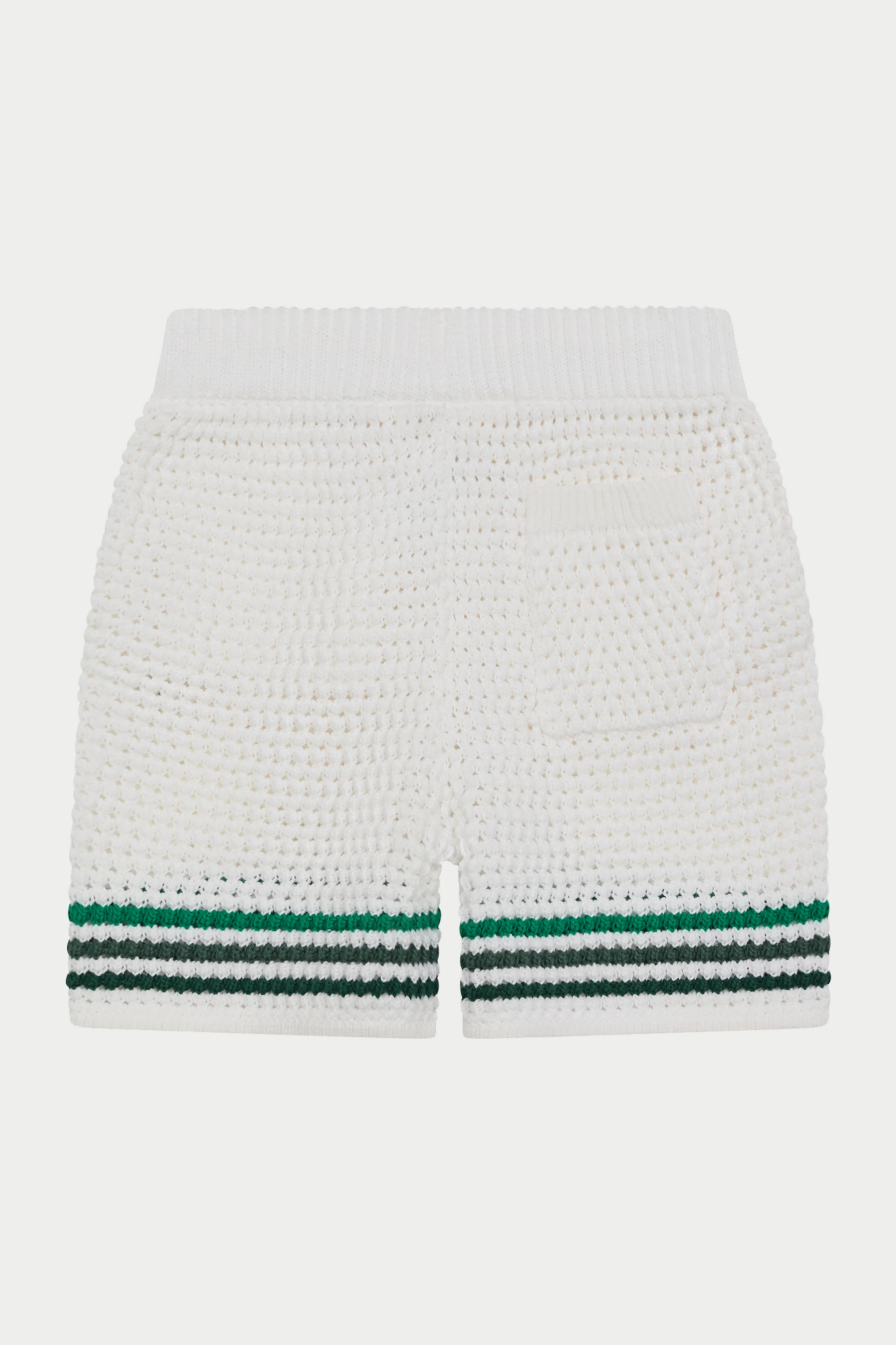 JUNIOR STRIPE CROCHET KNIT SHORTS - WHITE