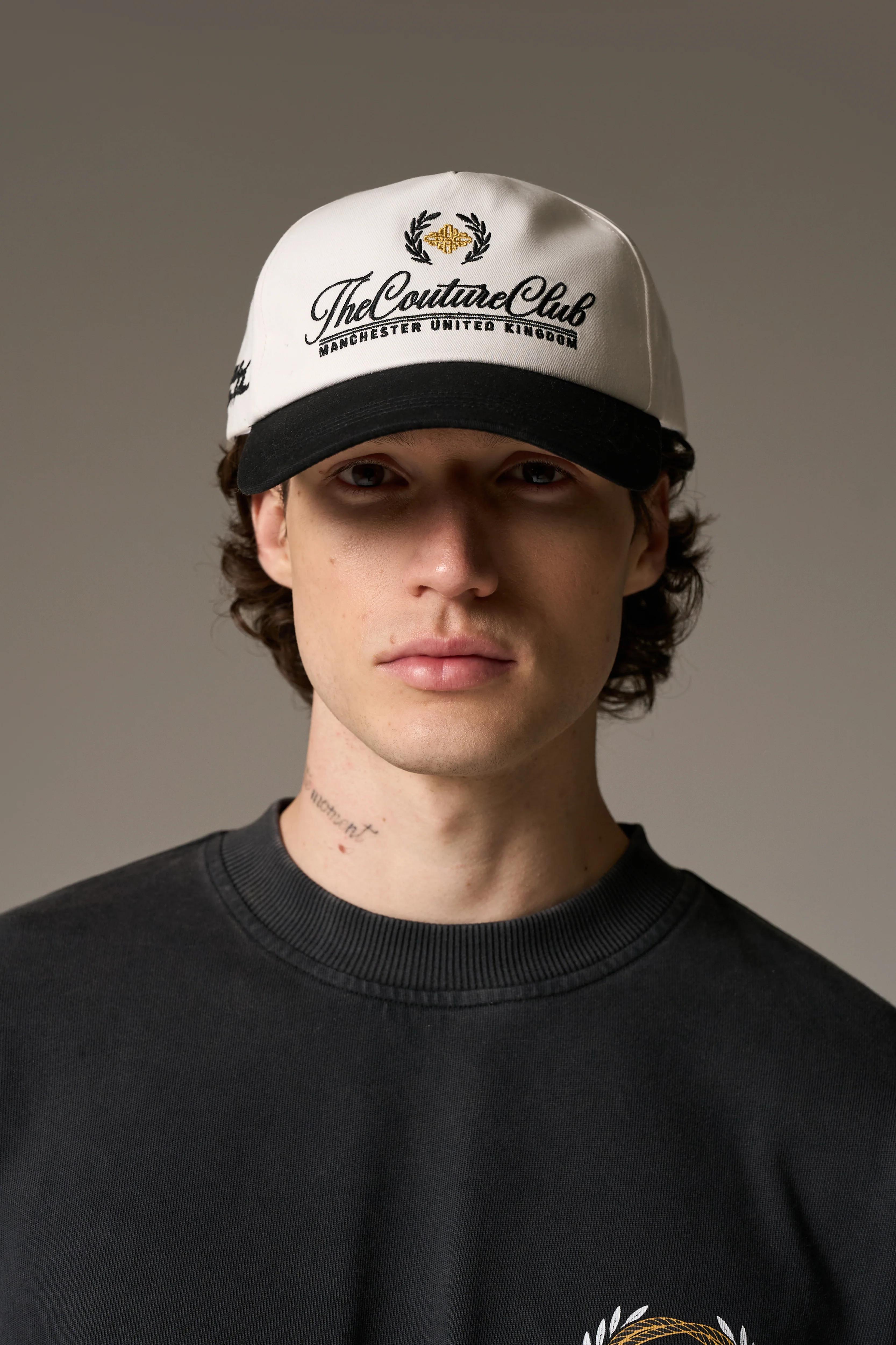 LAUREL EMBROIDERY CAP - BLACK