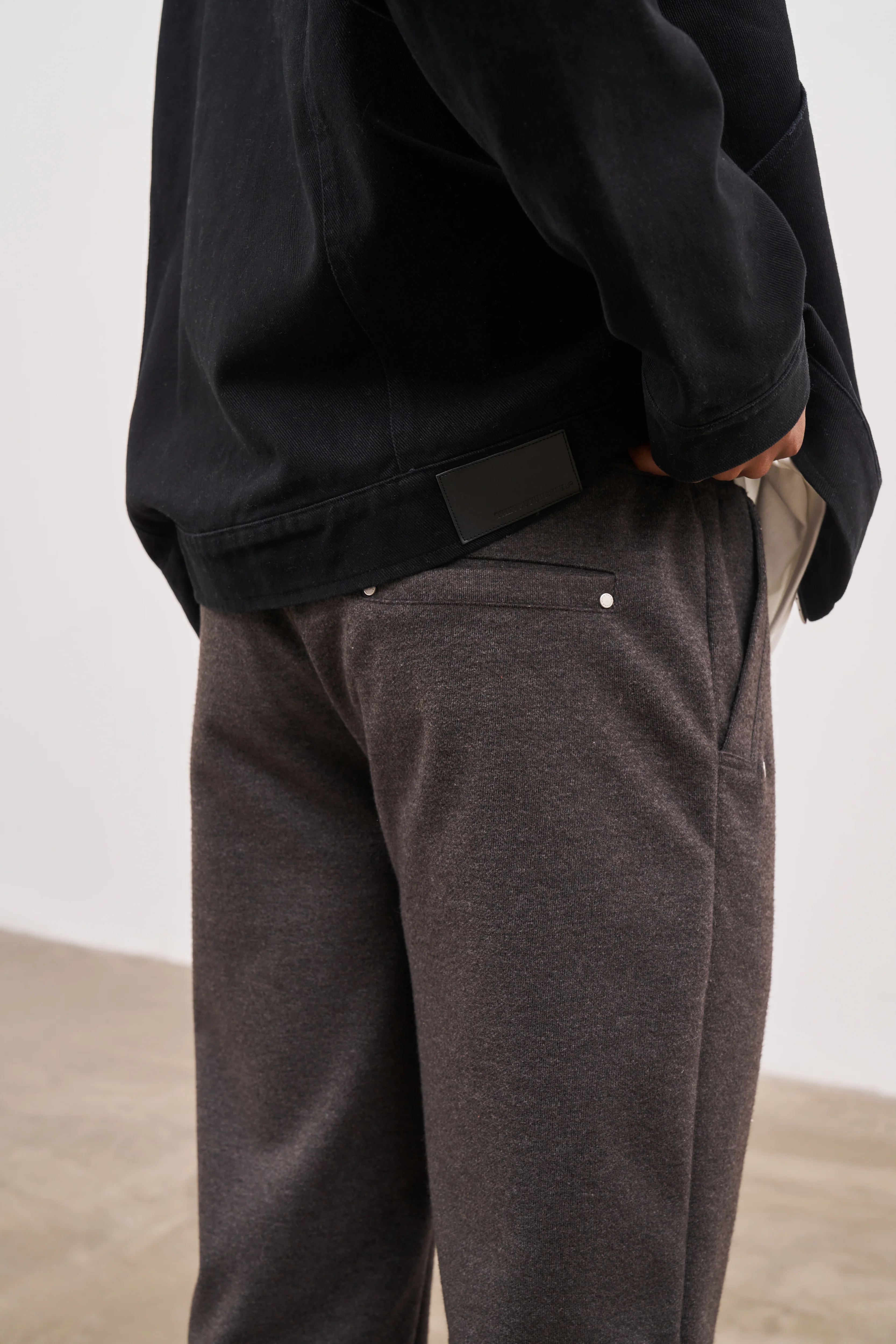 EYELET DETAIL STRAIGHT LEG JOGGER - CHARCOAL