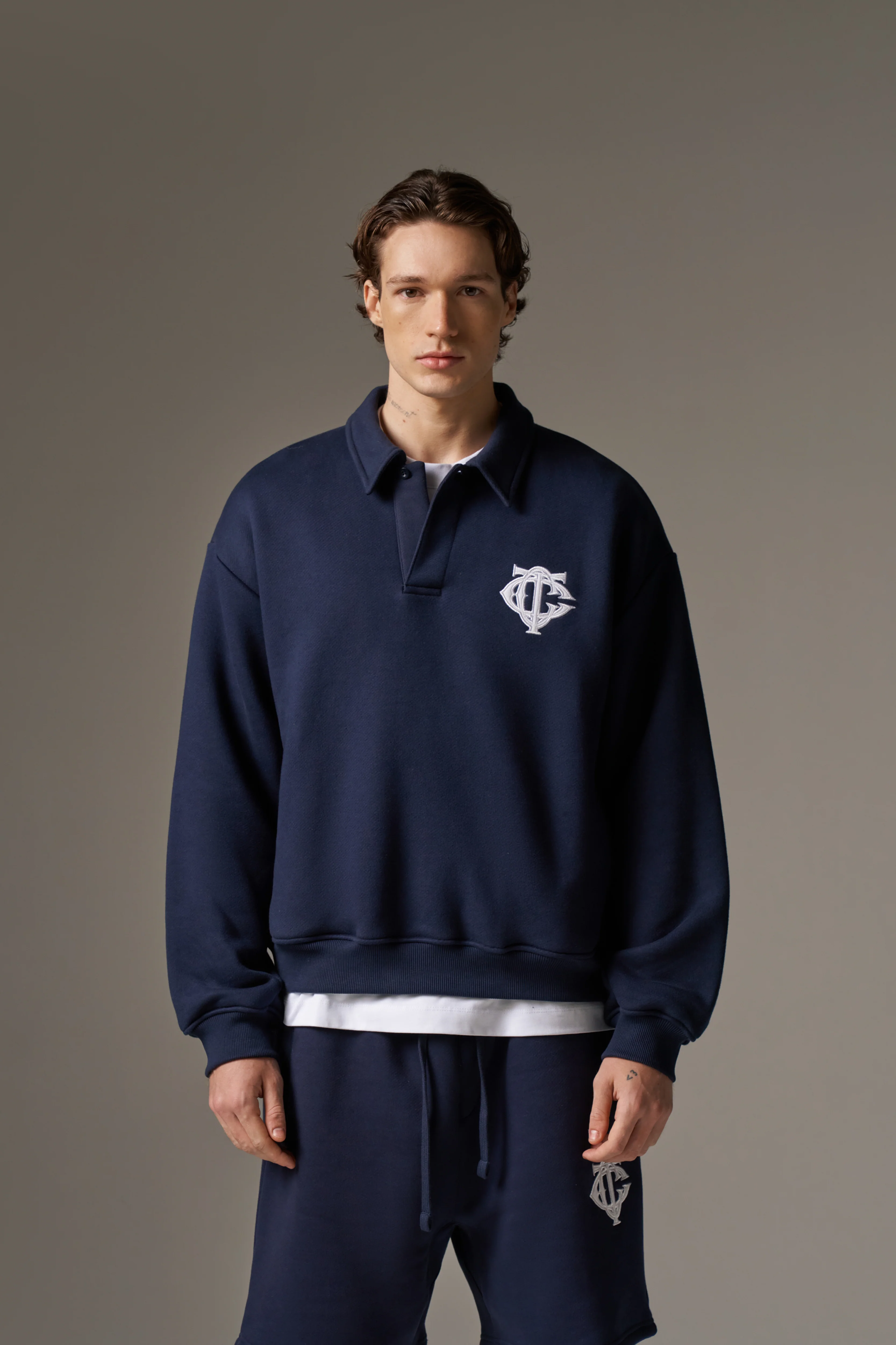 HEAVYWEIGHT MONOGRAM EMBLEM POLO - NAVY