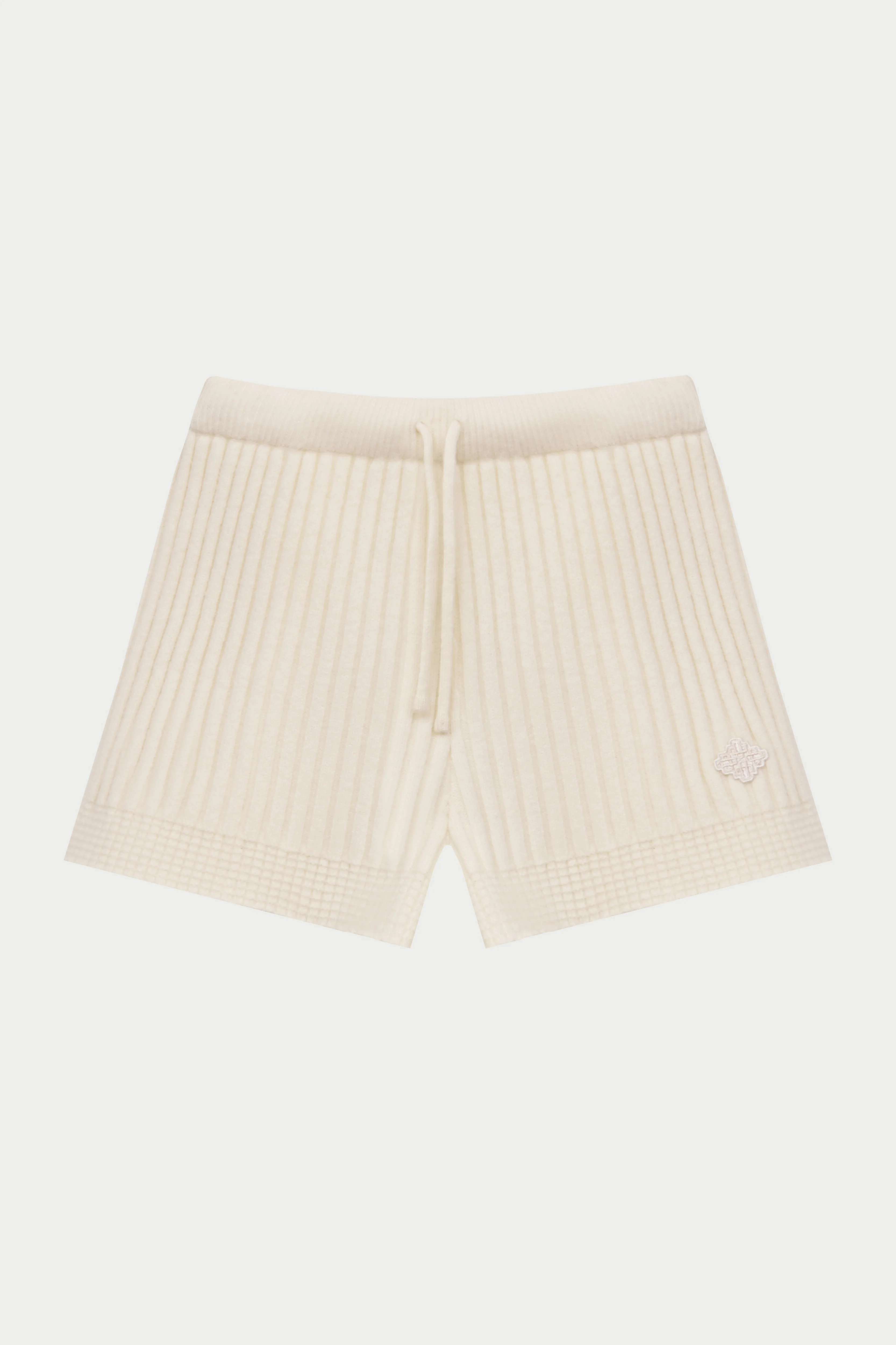 CONTRAST KNIT MINI SHORTS - ECRU