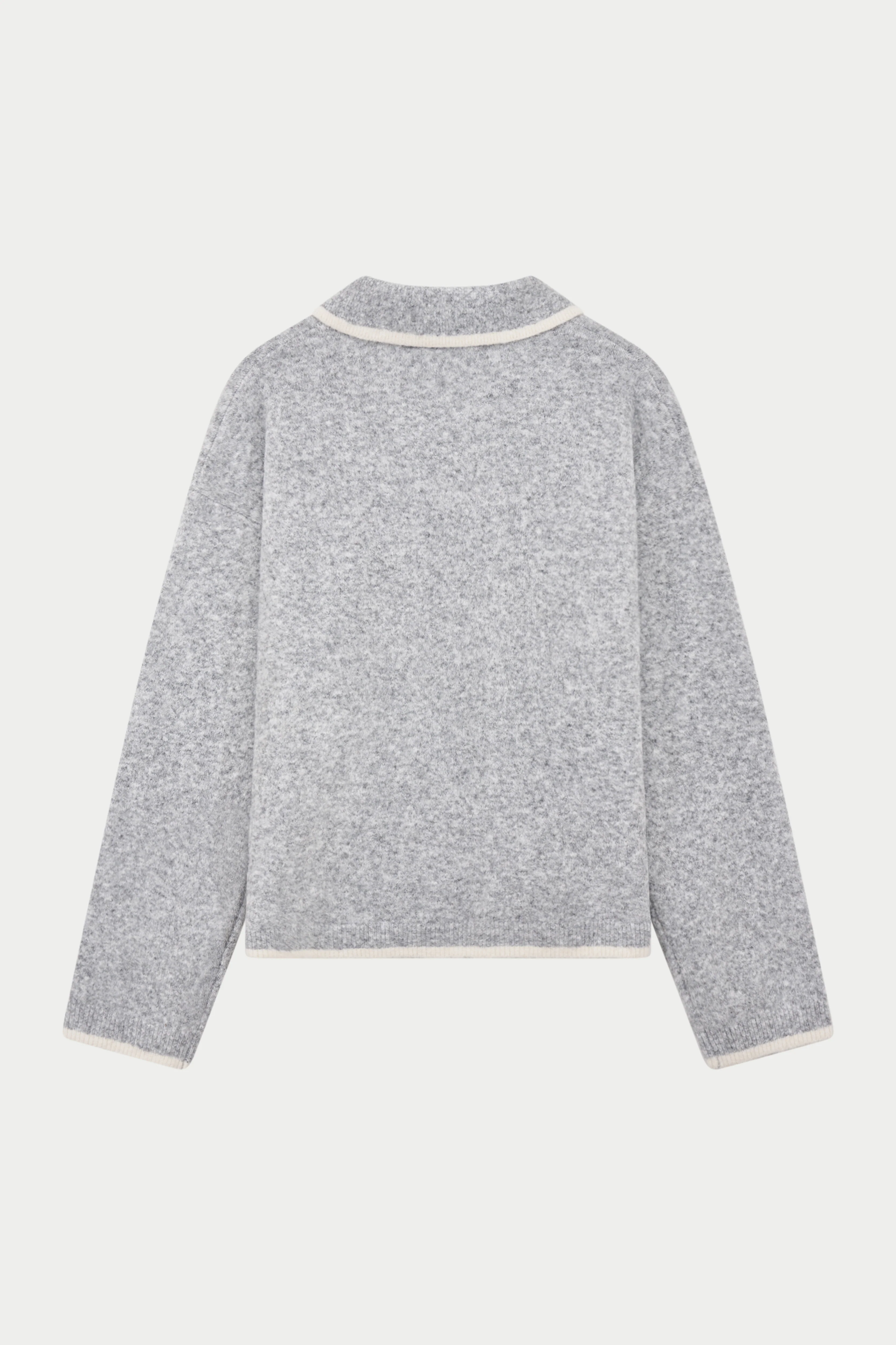 MONOGRAM EMBLEM KNITTED POLO TOP - GREY