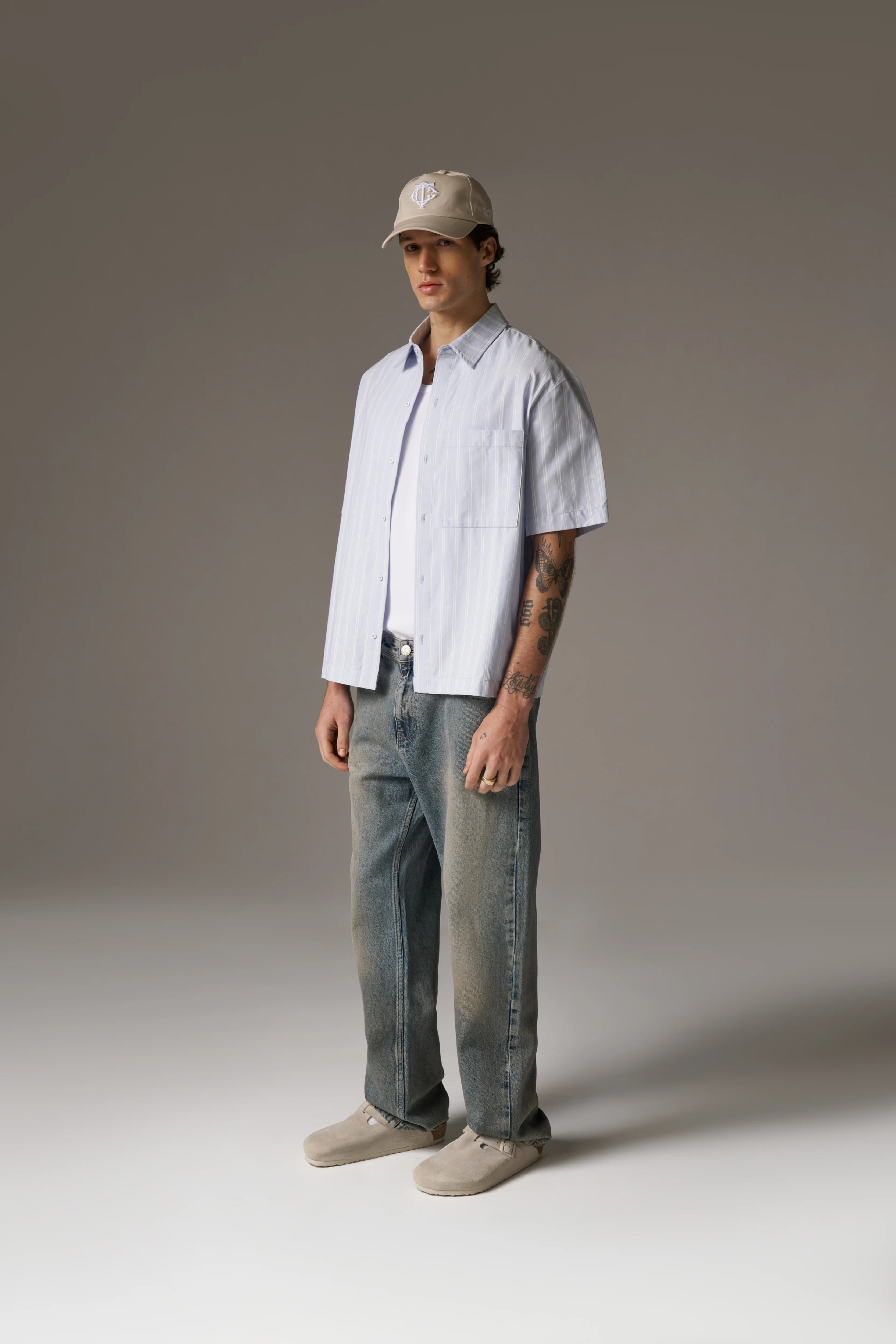 EMBLEM STRIPE SHIRT - BLUE