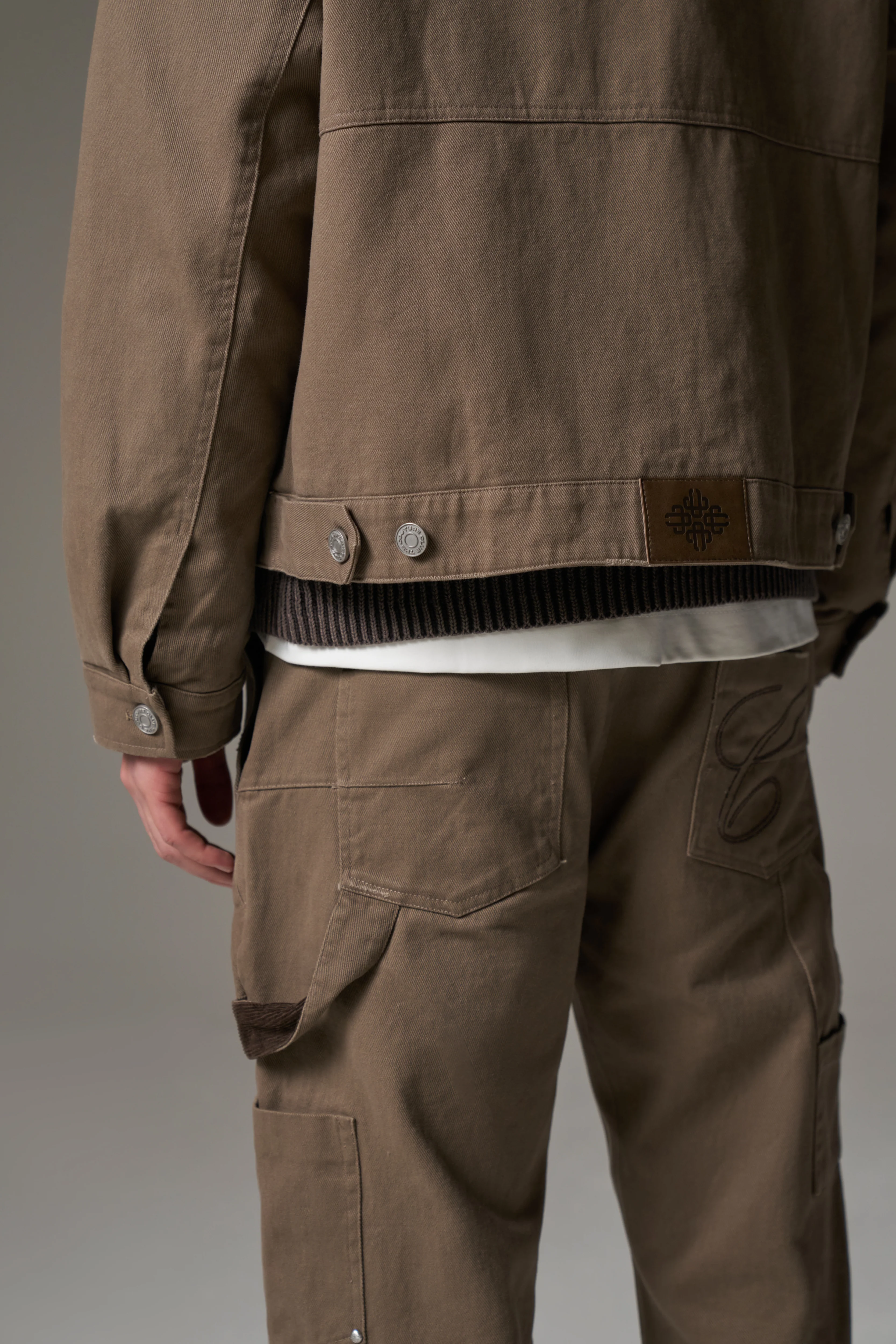 TWILL DOUBLE PATCH TROUSER - WASHED BROWN