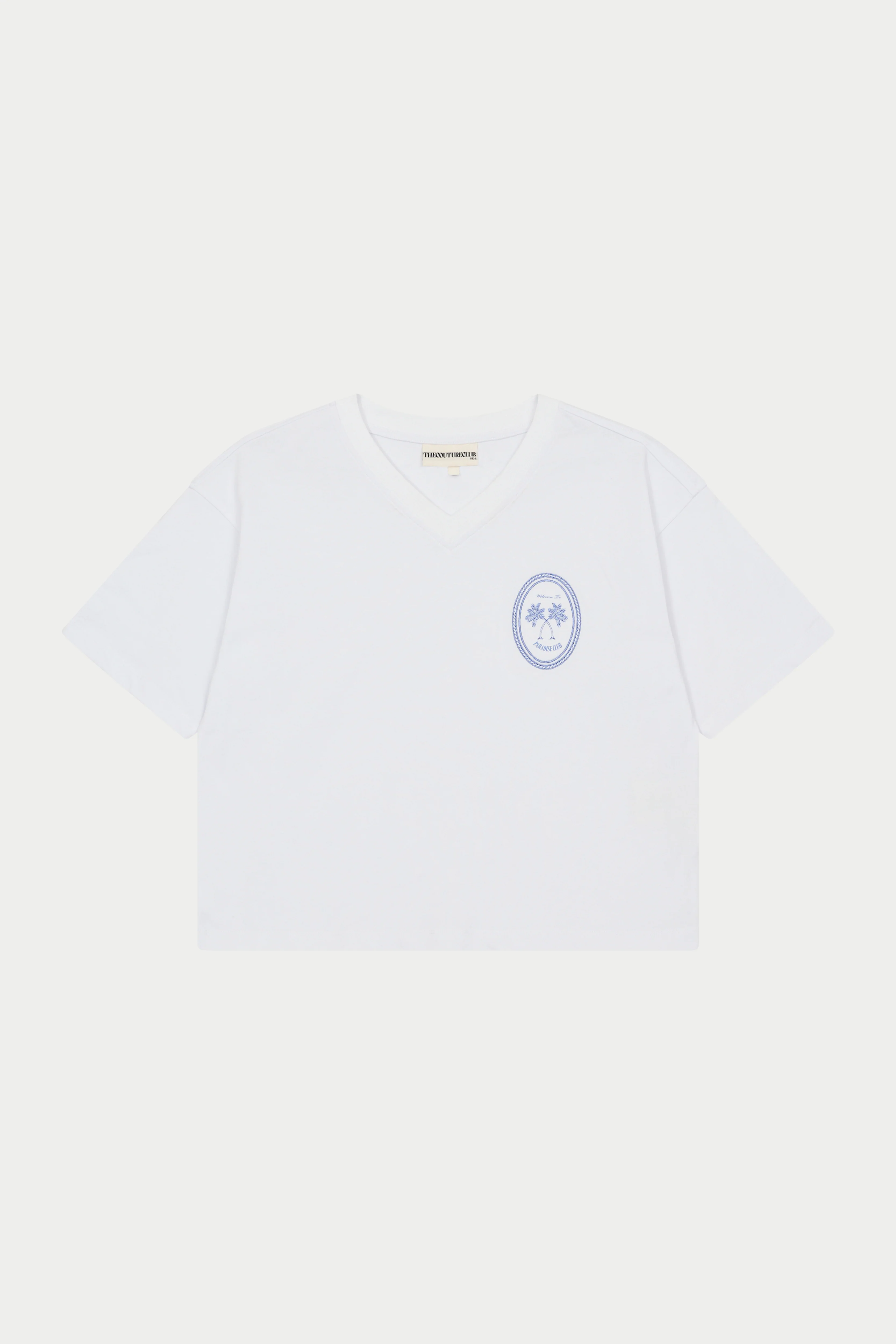 EMBROIDERED PALM GRAPHIC BOXY T-SHIRT - WHITE