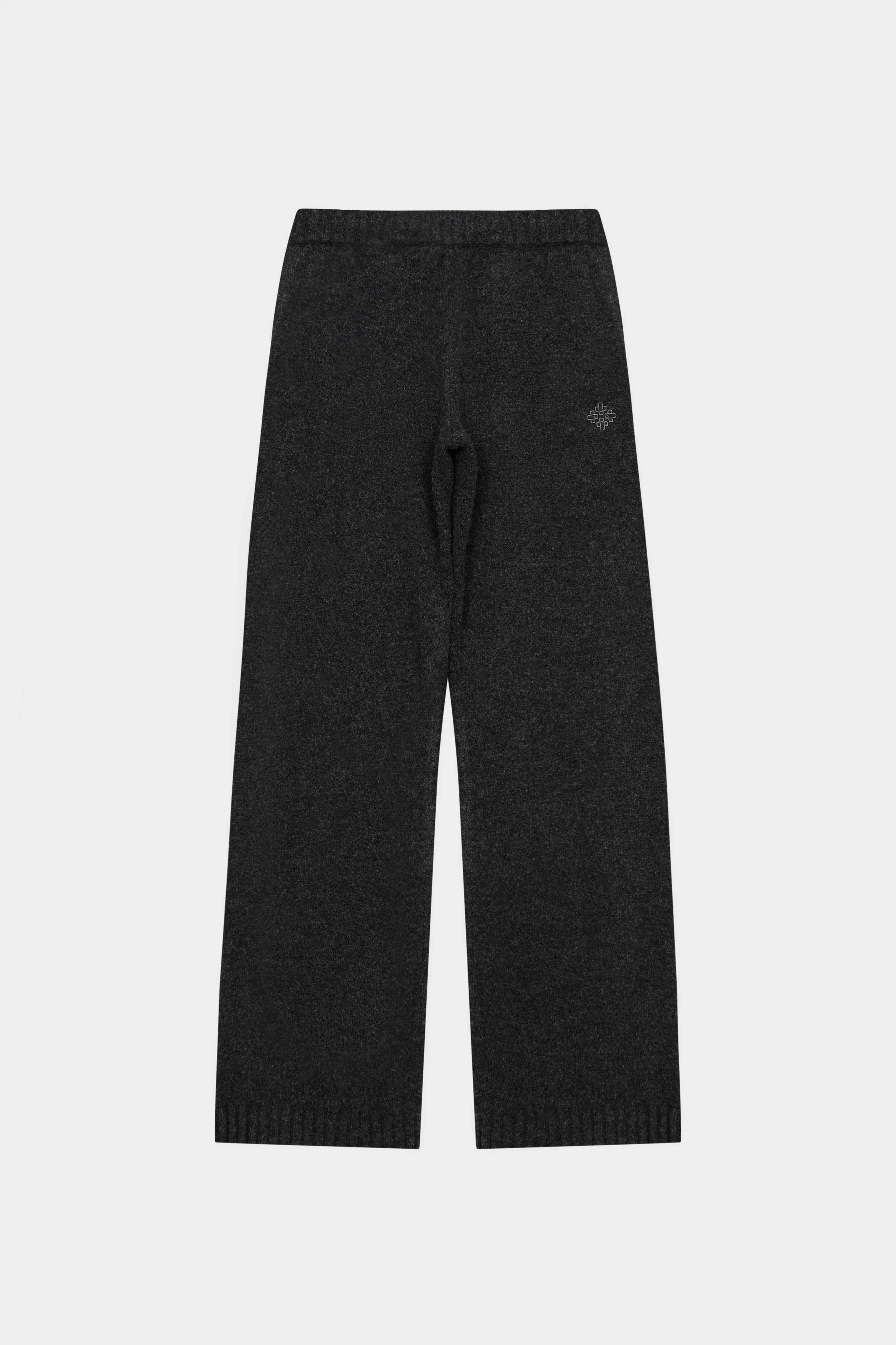 FLUFFY KNIT EMBLEM EMBROIDERED JOGGER - CHARCOAL