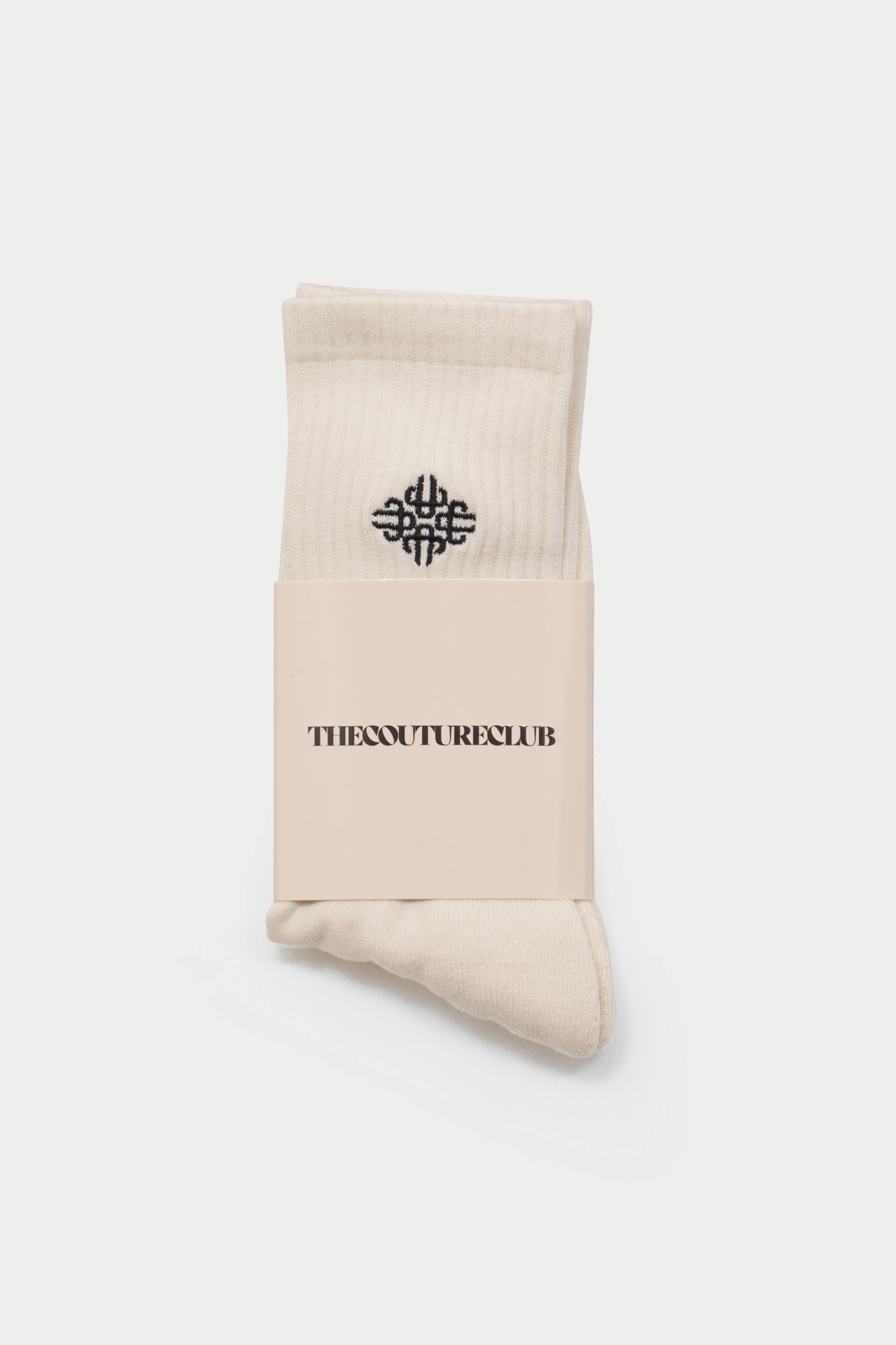 EMBROIDERED EMBLEM SPORTS SOCK - OFFWHITE