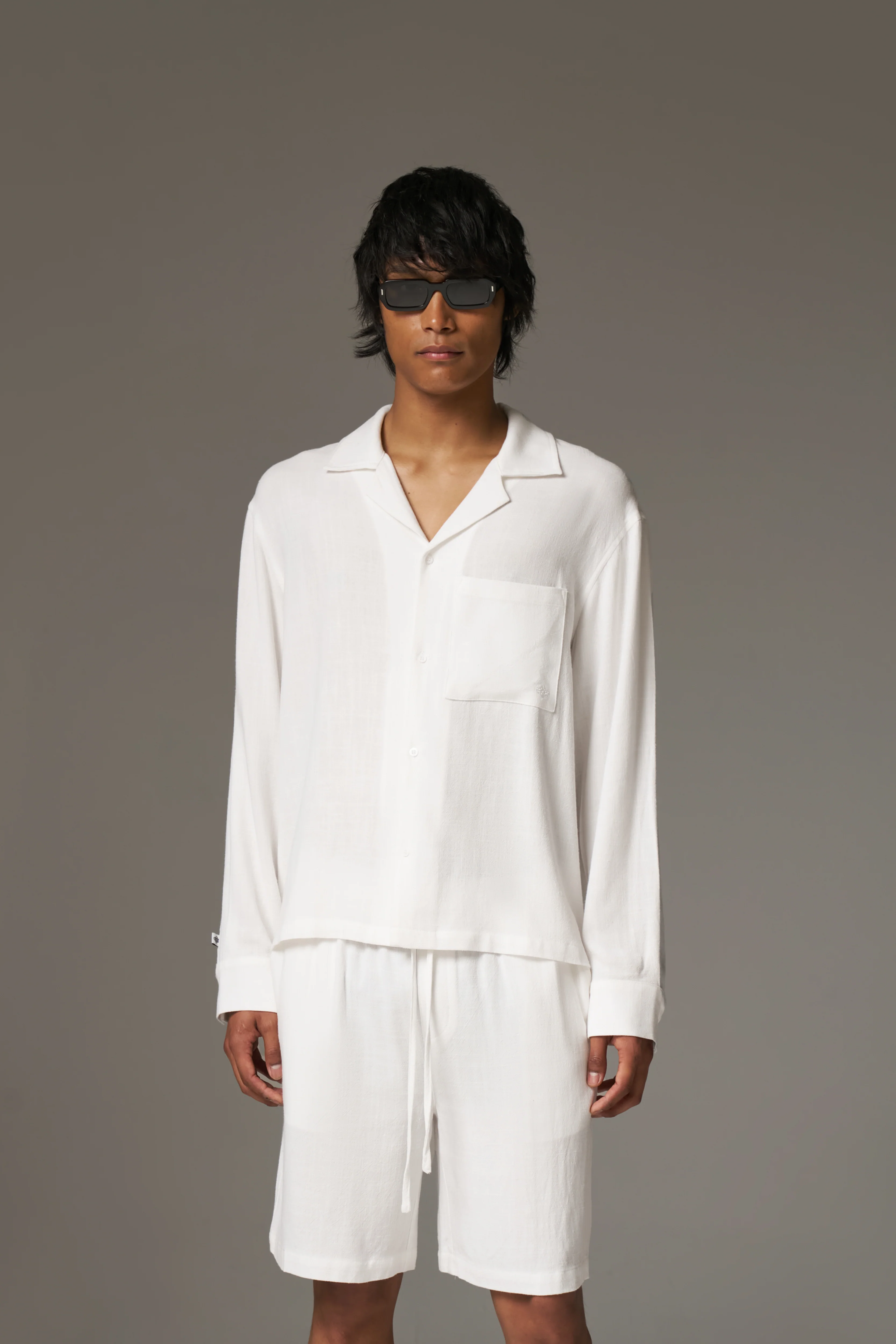 TEXTURED WOVEN SHIRT - WHITE