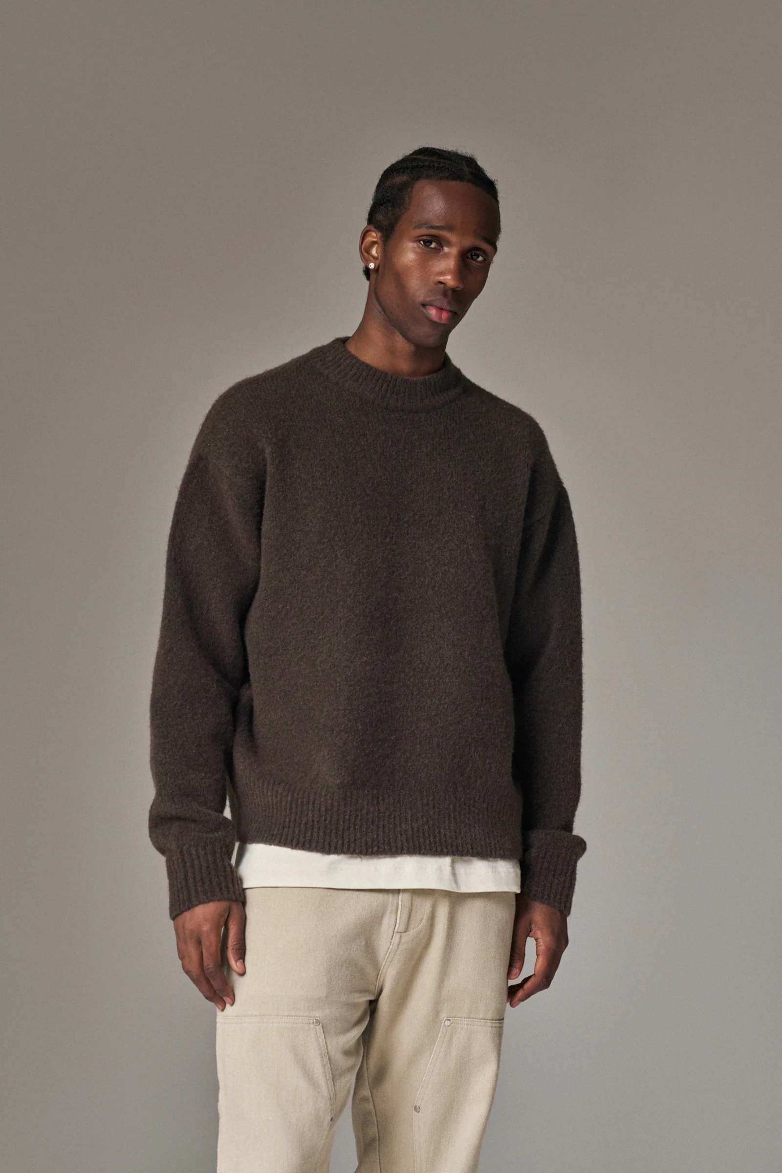 COPYRIGHT BRUSHED KNIT JUMPER - BROWN