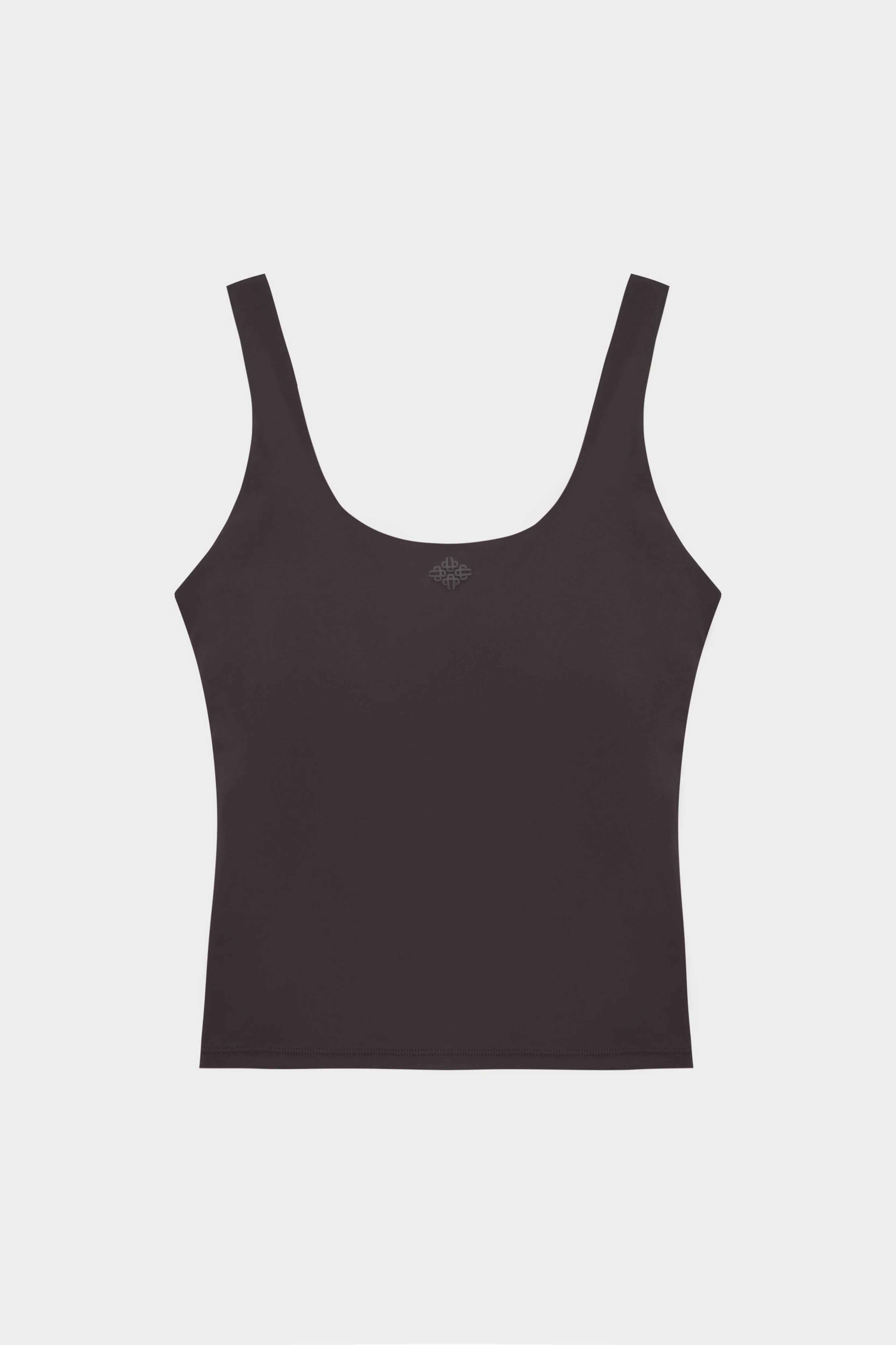 SCULPTING STRETCH SCOOP NECK SPORTS TOP - CHOCOLATE