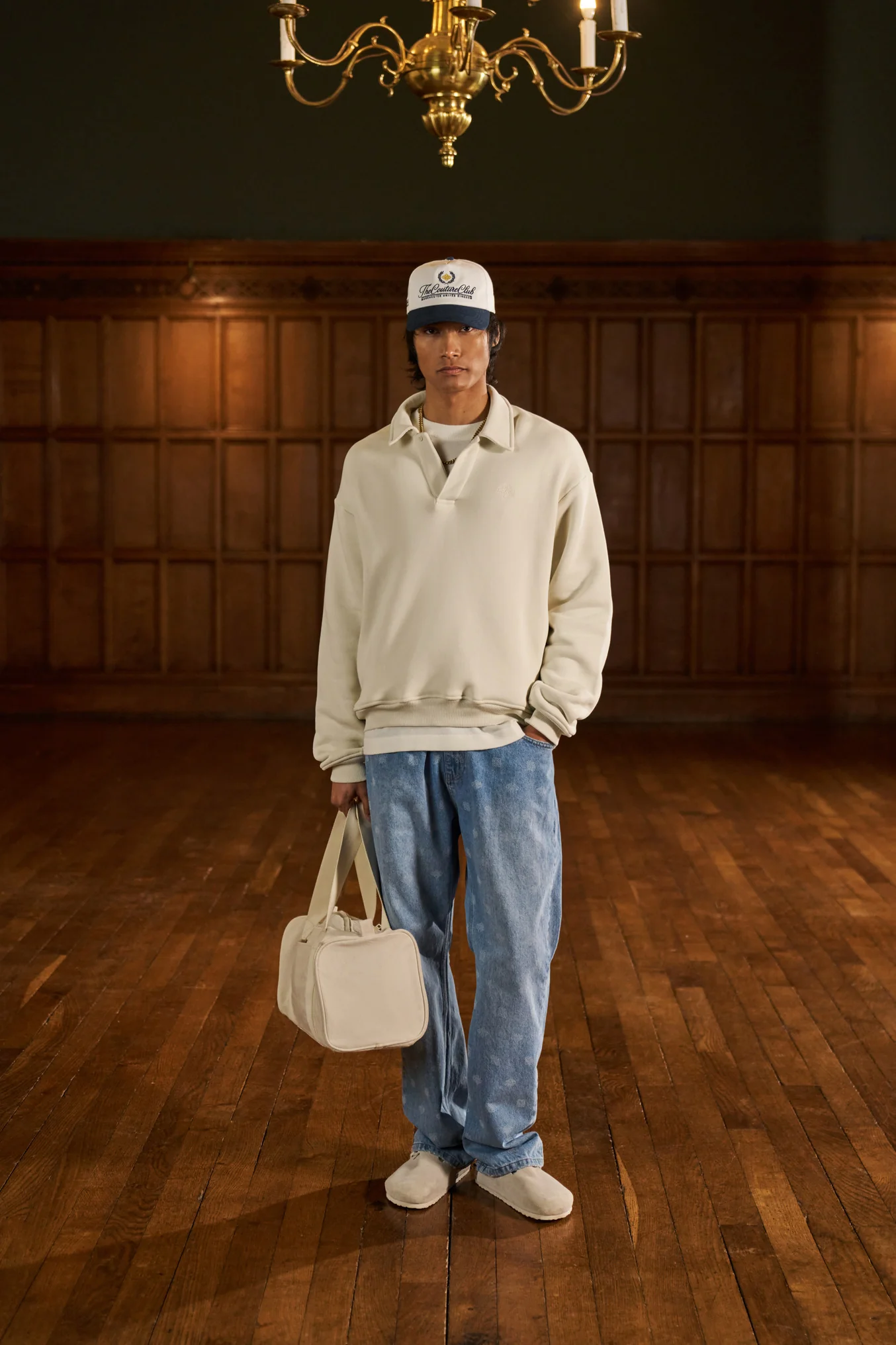 LAUNDERED CLASSICS POLO SWEATSHIRT - ECRU