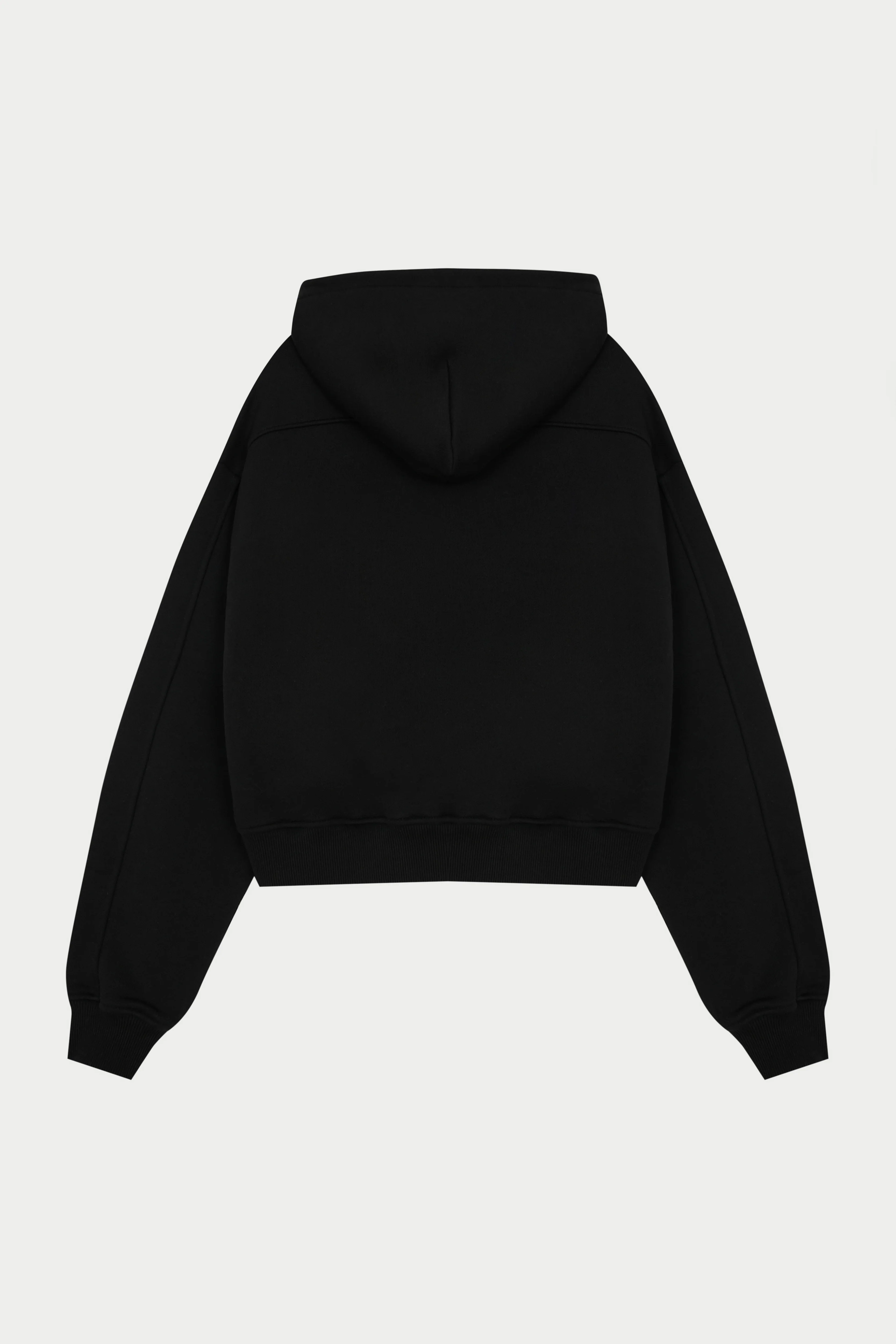 PILATES & PINOT ZIP THROUGH CROPPED HOODIE - BLACK