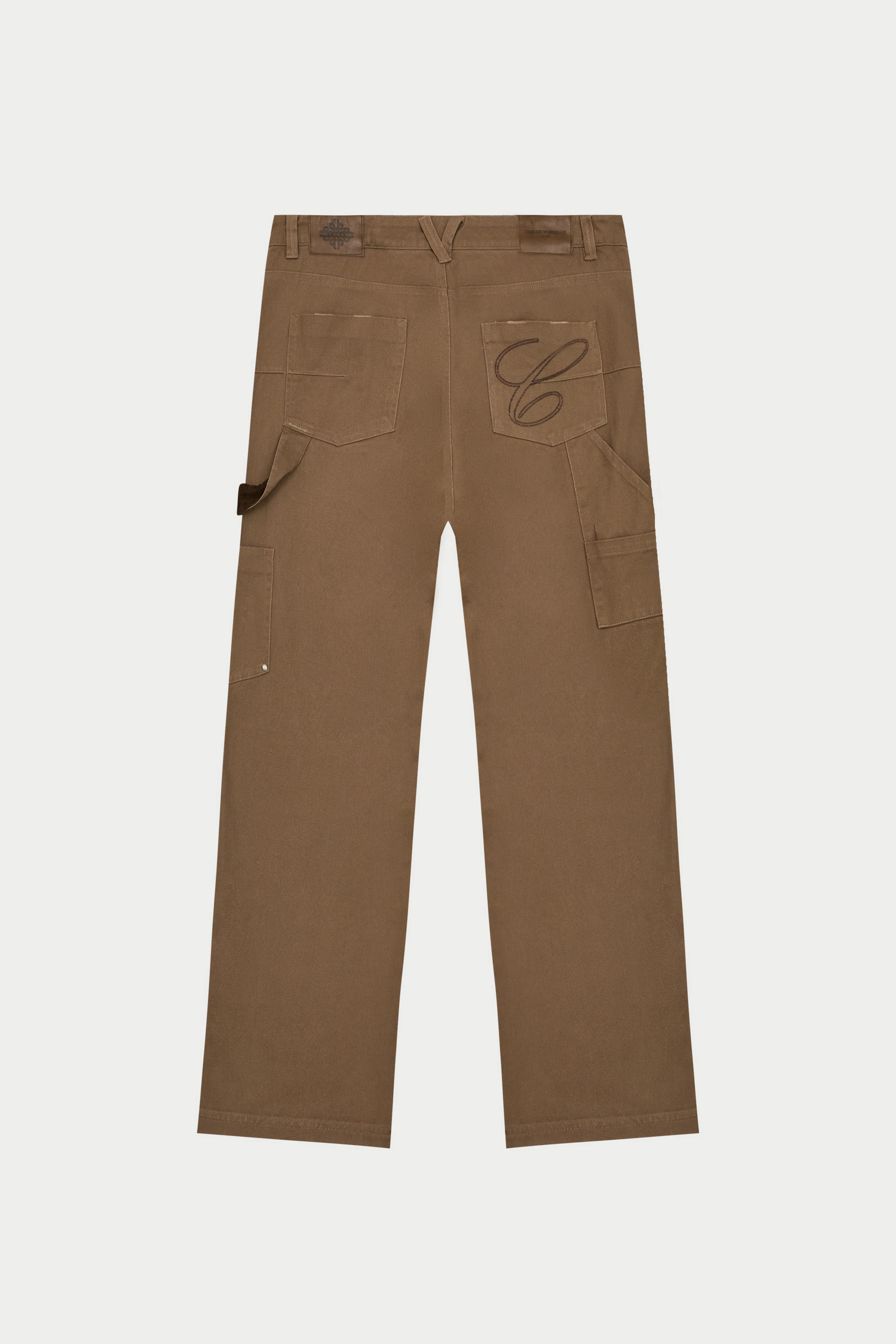 TWILL DOUBLE PATCH TROUSER - WASHED BROWN