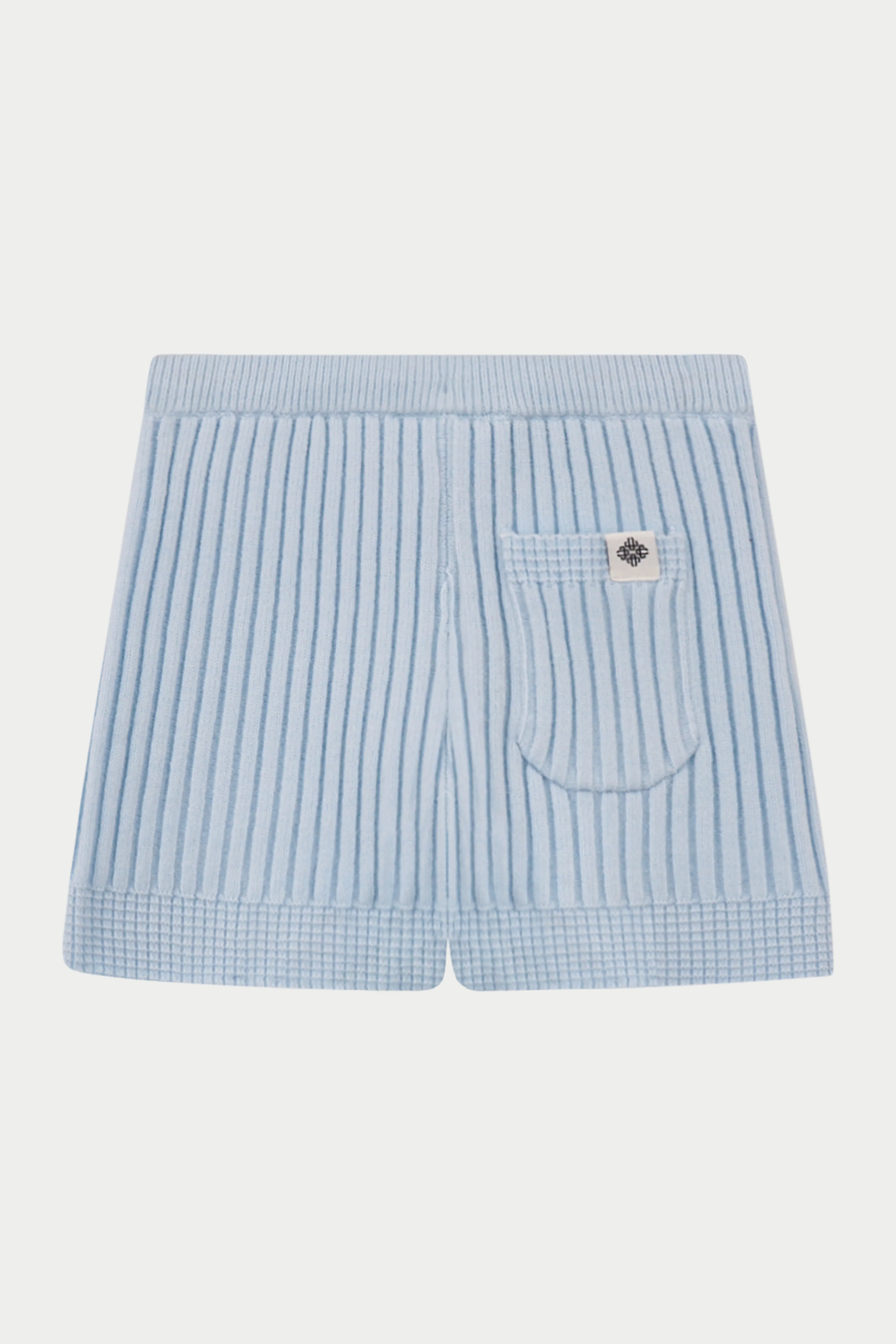 CONTRAST KNIT MINI SHORTS - LIGHT BLUE