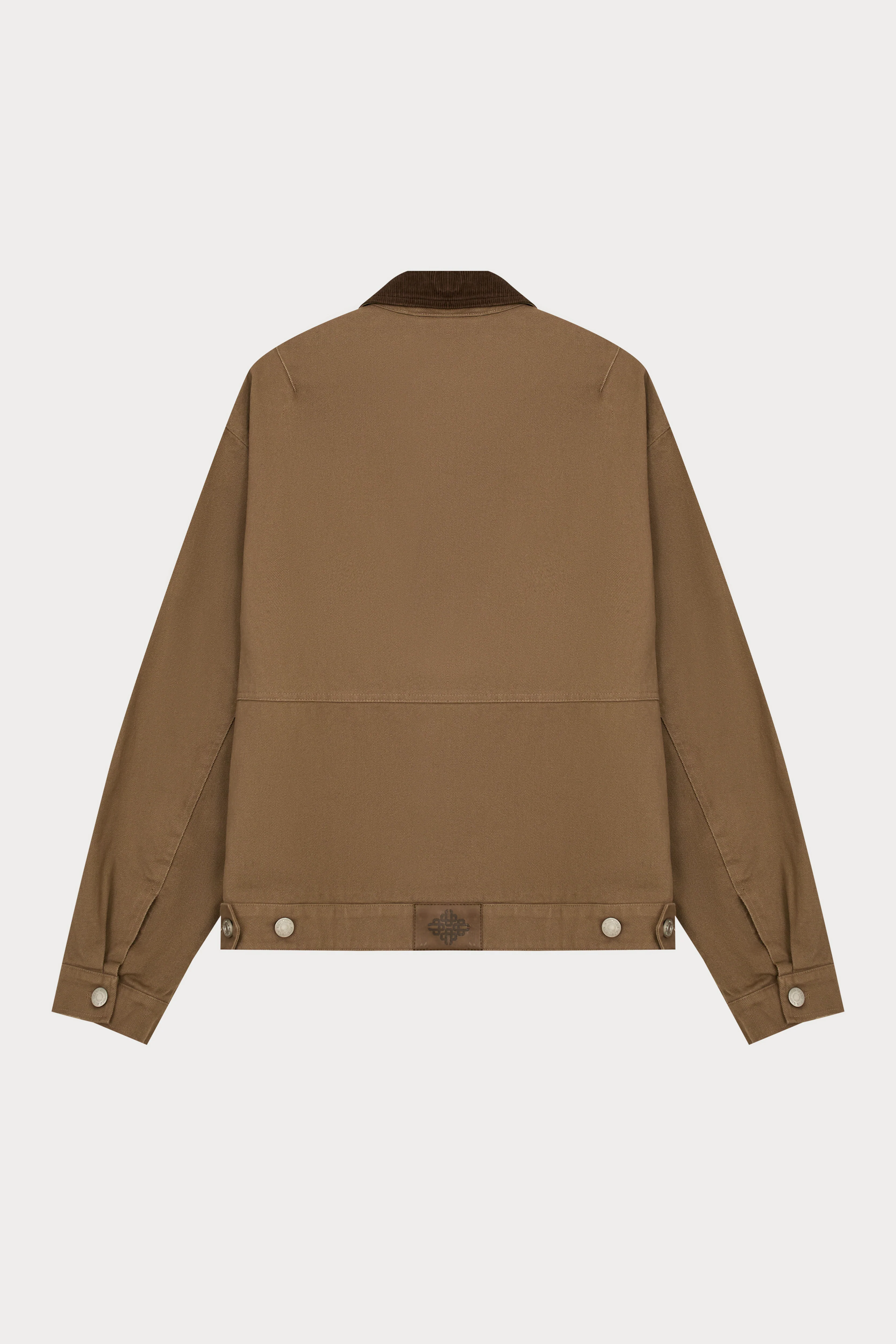 TWILL CONTRAST COLLAR JACKET - WASHED BROWN