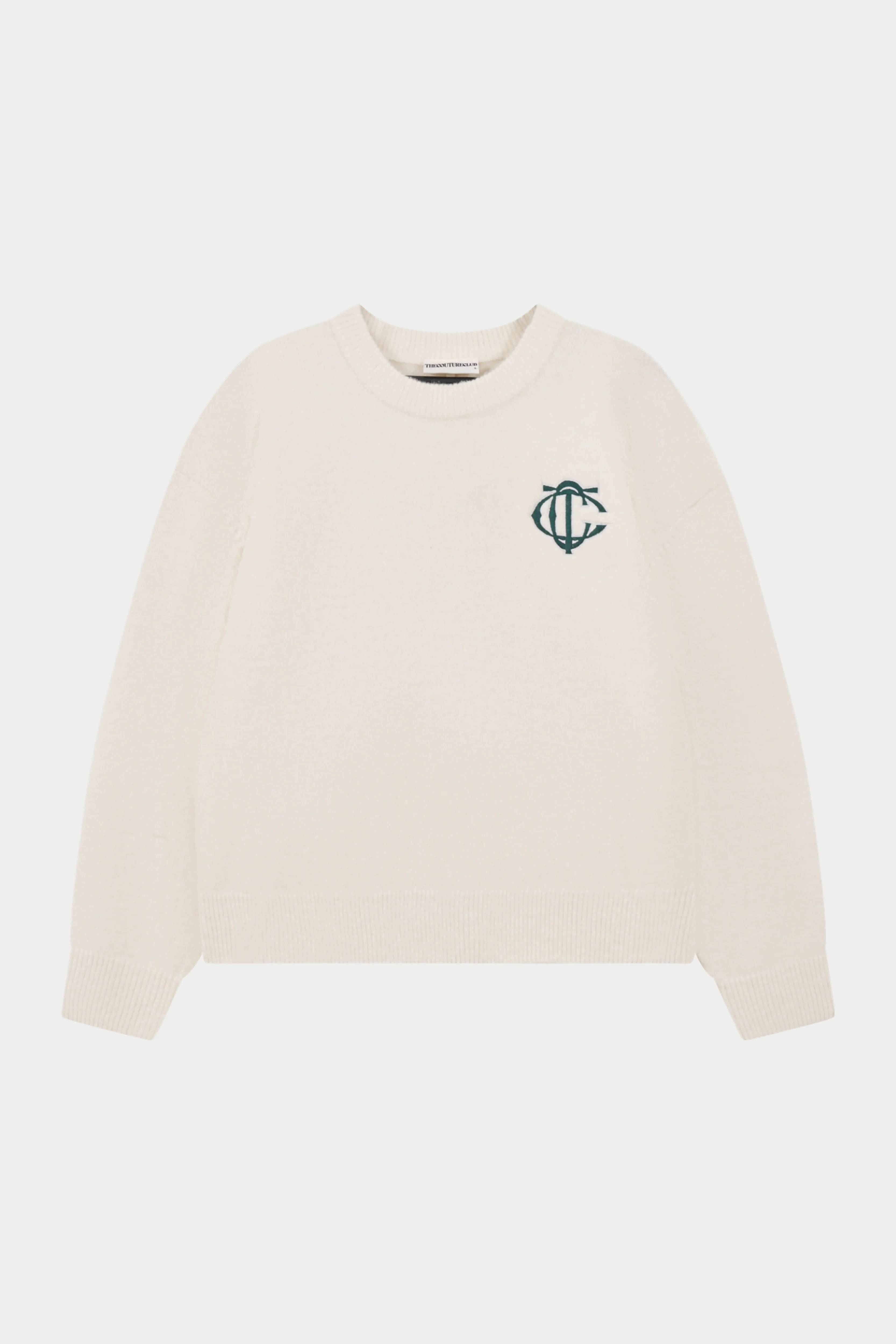 MONOGRAM EMBLEM KNITTED CREW - OFF WHITE
