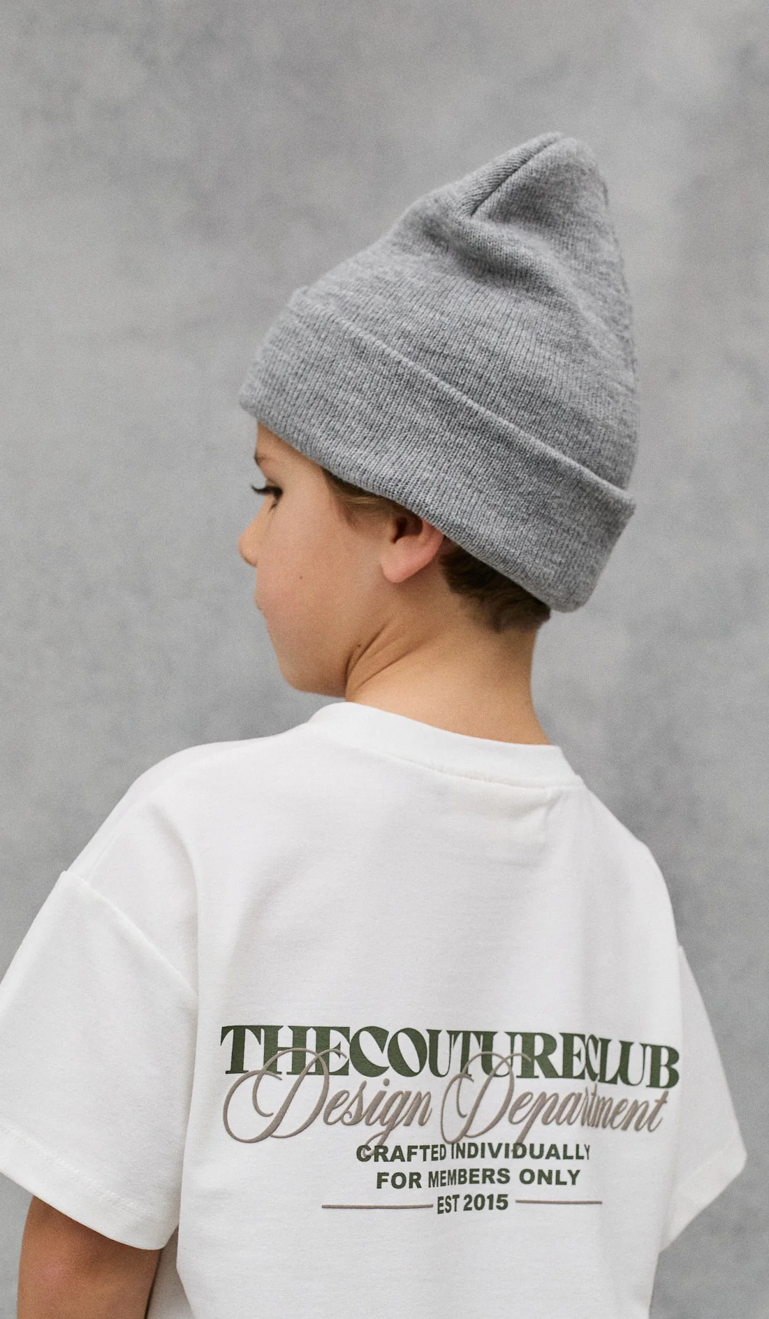 KIDS EMBLEM BADGE BEANIE - GREY MARL