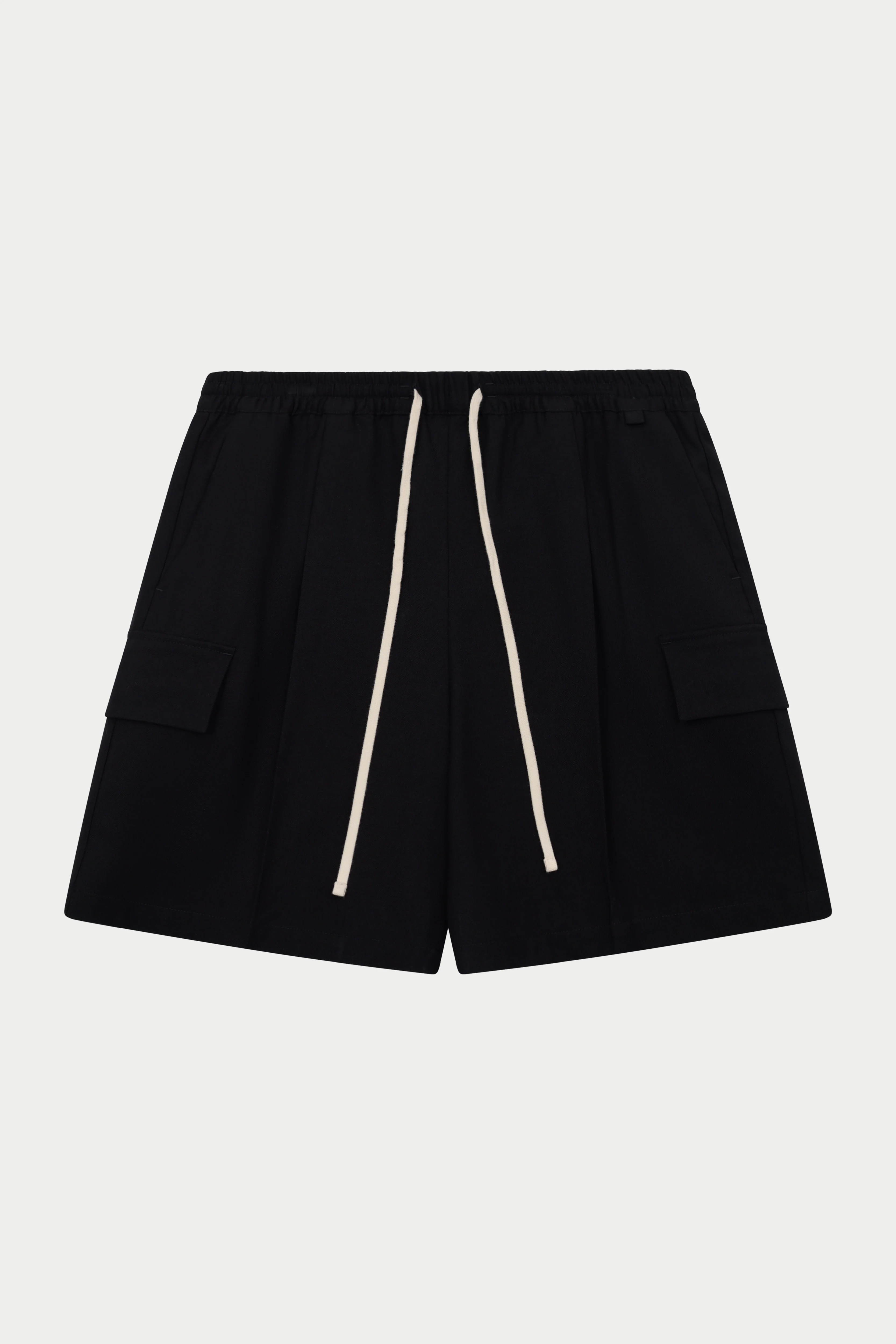 WIDE LEG SIDE POCKET SHORTS - BLACK
