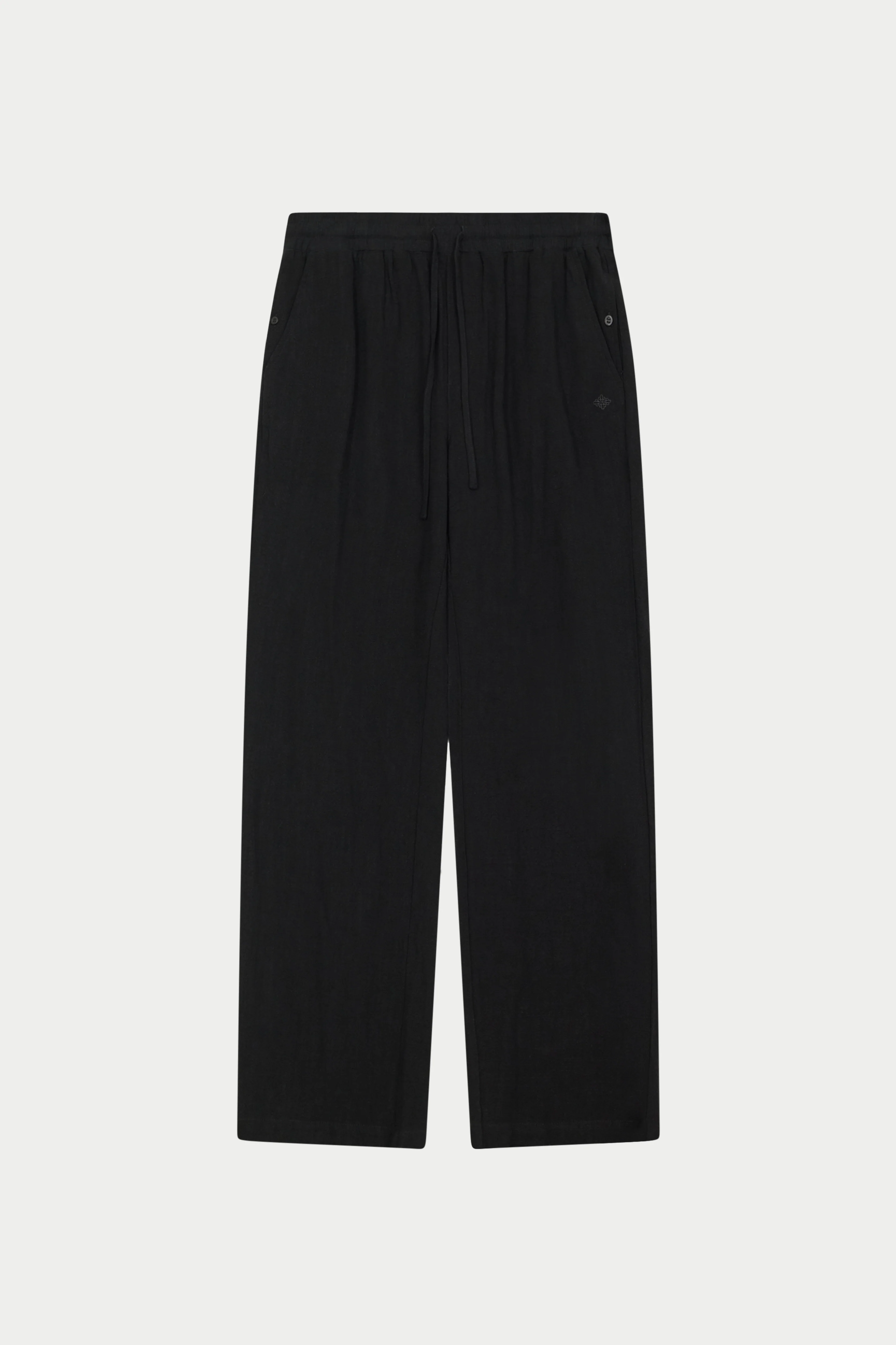 TEXTURED WOVEN TROUSERS - BLACK
