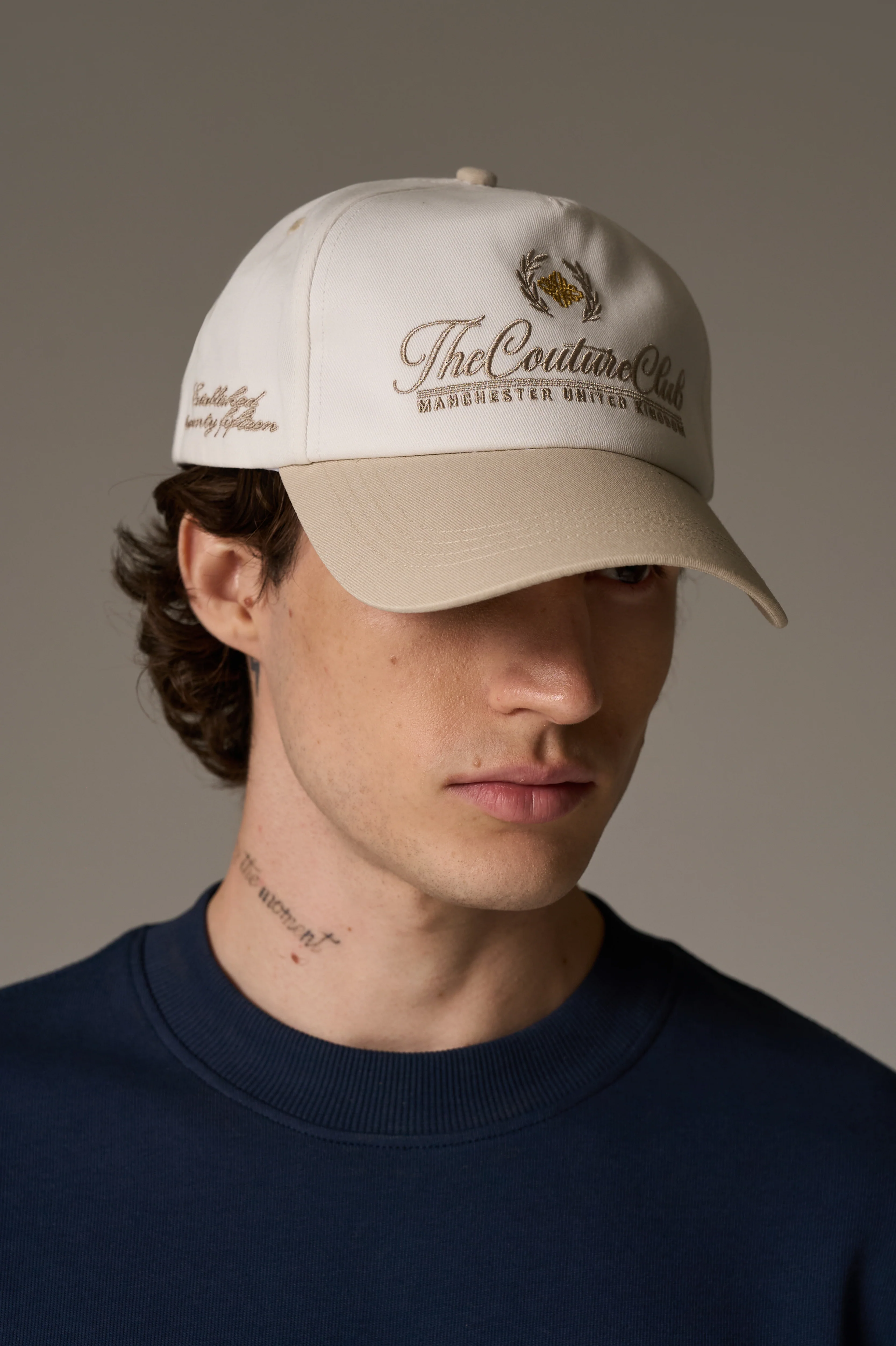 LAUREL EMBROIDERY CAP - BEIGE