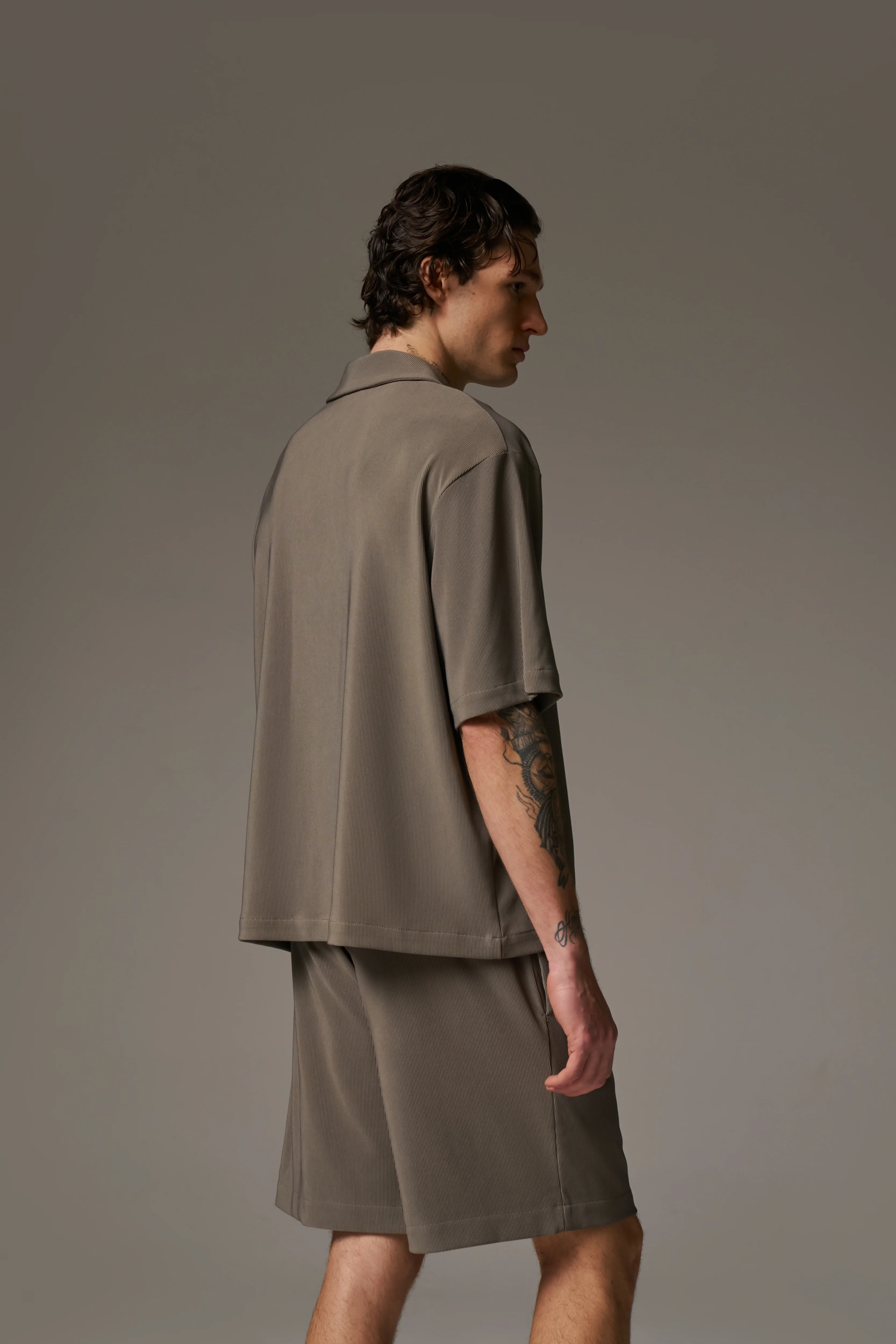 RIBBED SHORTS - MINK