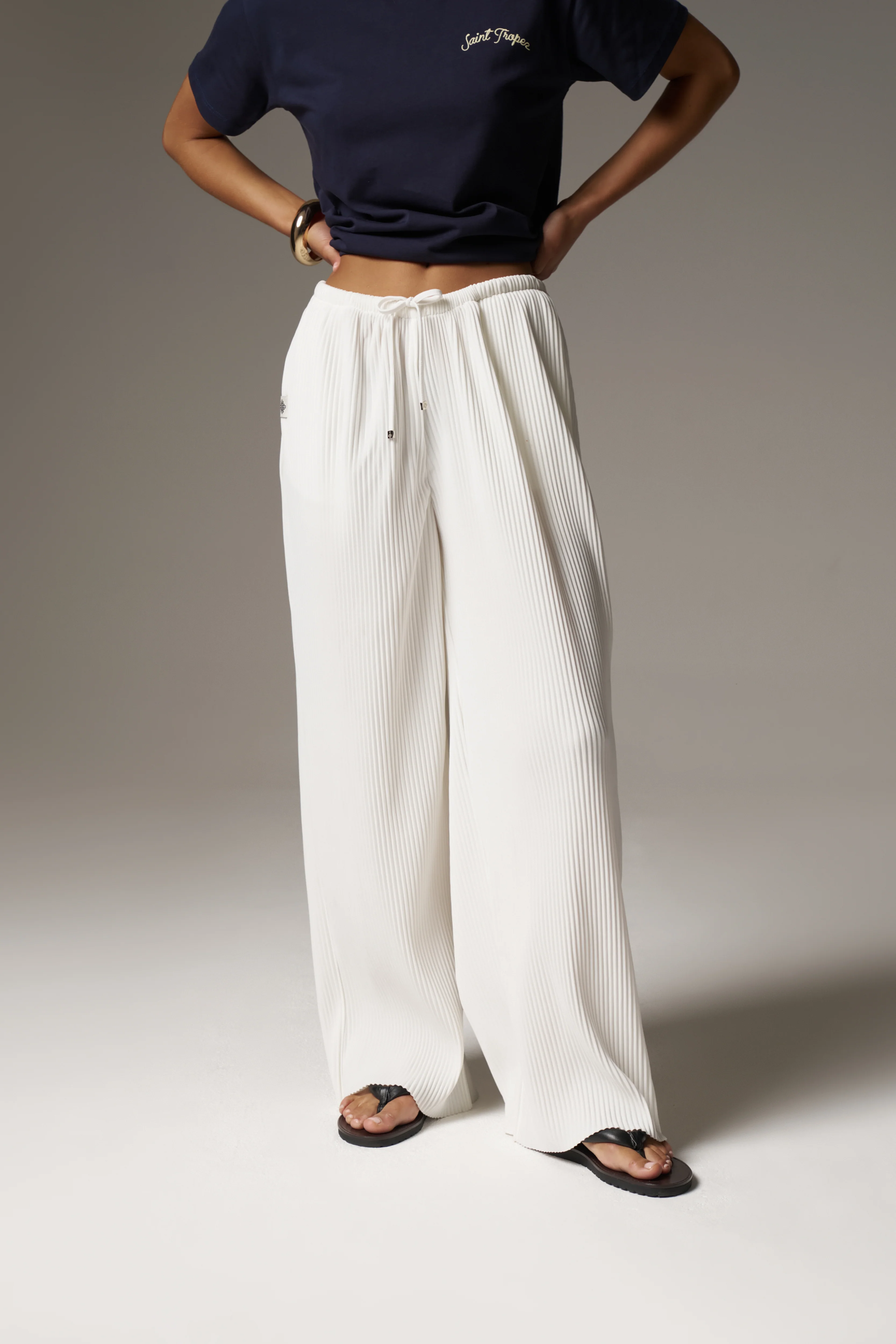 PLISSE TROUSERS - CREAM