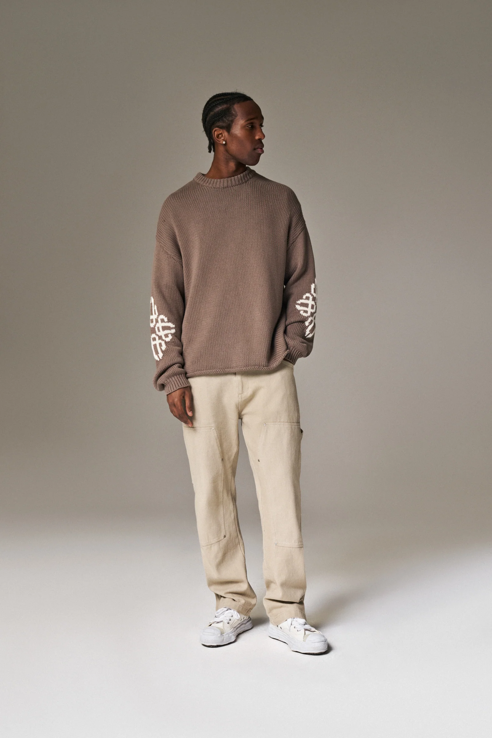 TWILL RIVET DETAIL CARPENTER PANT - BEIGE