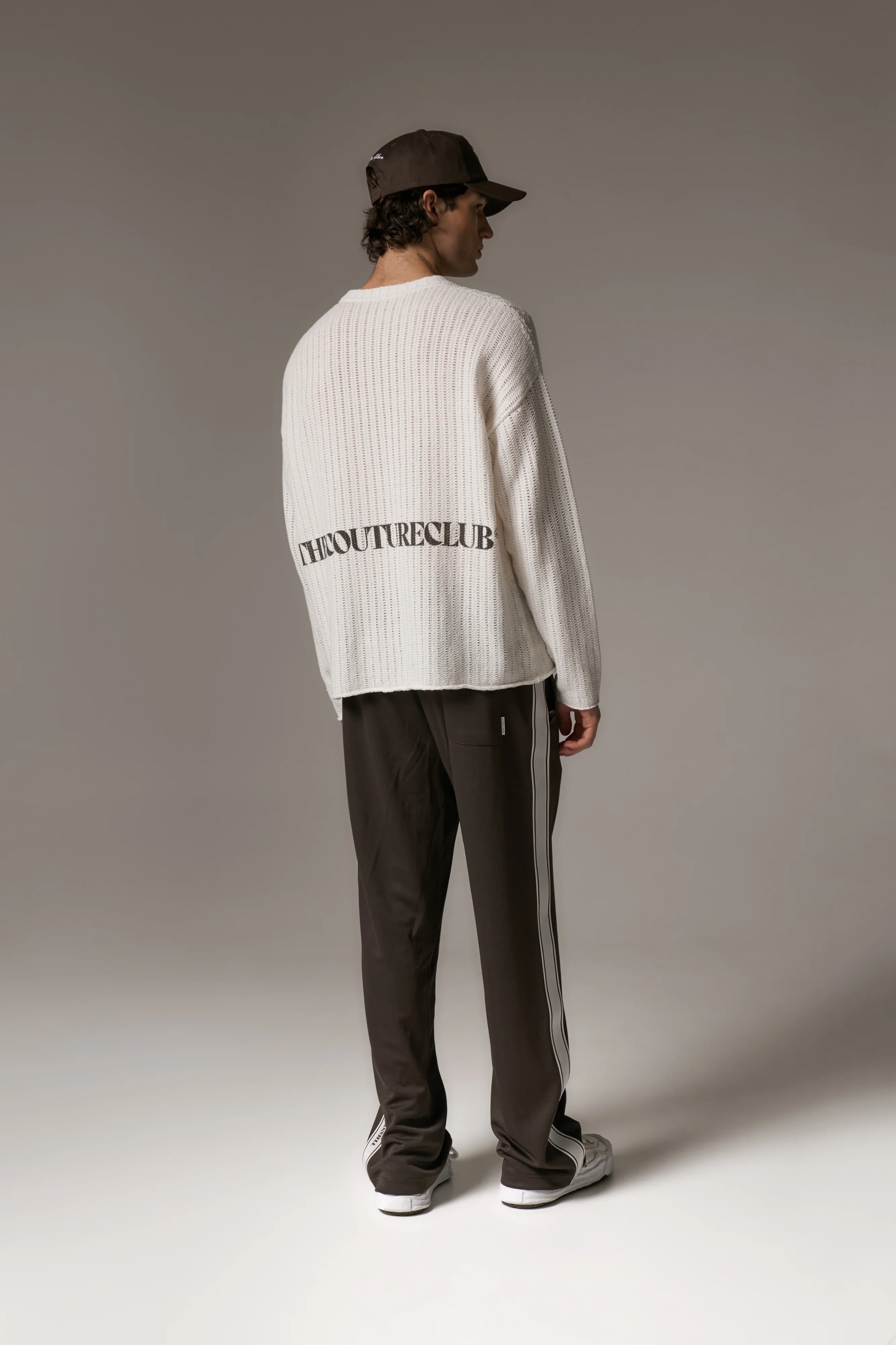 COPYRIGHT CROCHET LONG SLEEVE T-SHIRT - WHITE